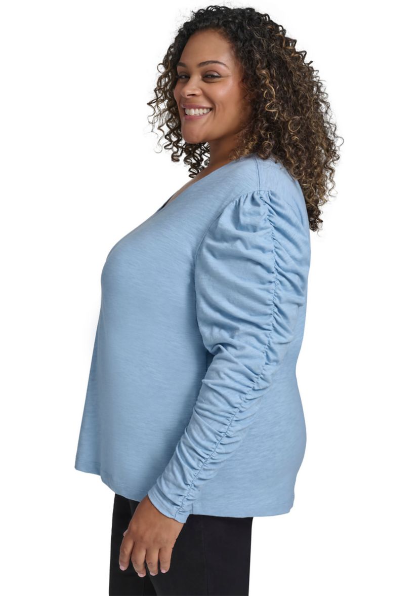 Plus Size Ruched Long Sleeve Top