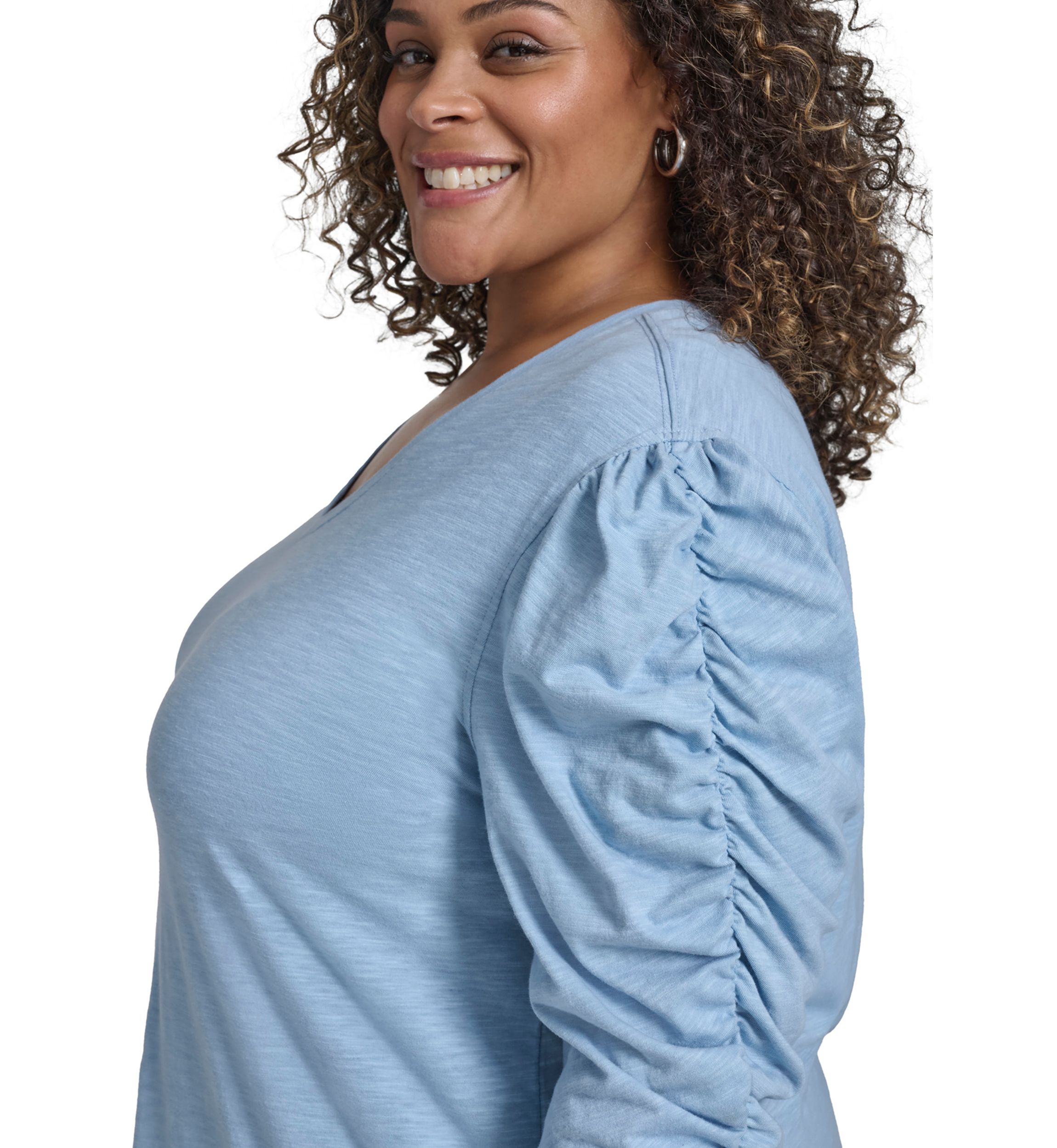 Plus Size Ruched Long Sleeve Top