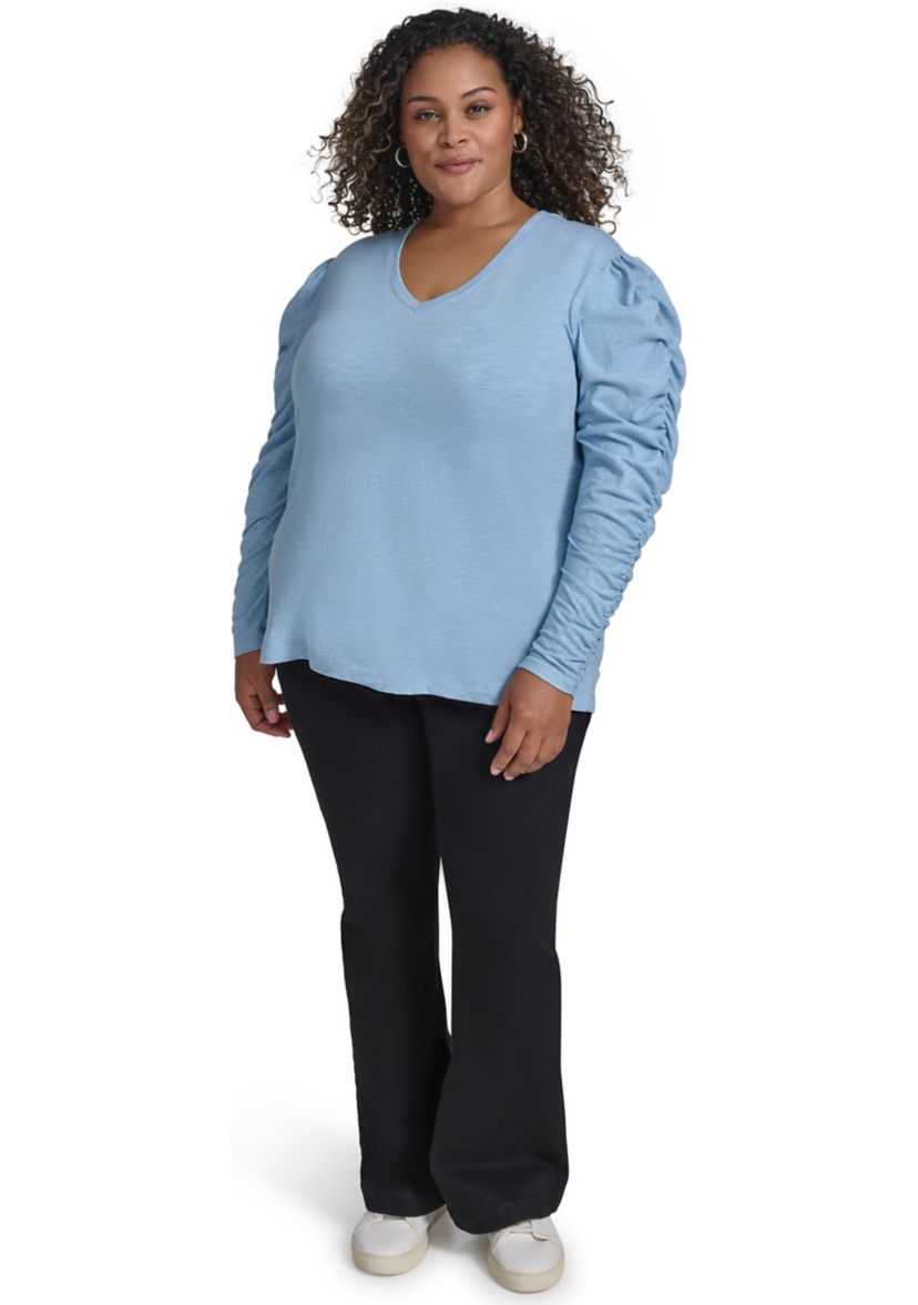 Plus Size Ruched Long Sleeve Top