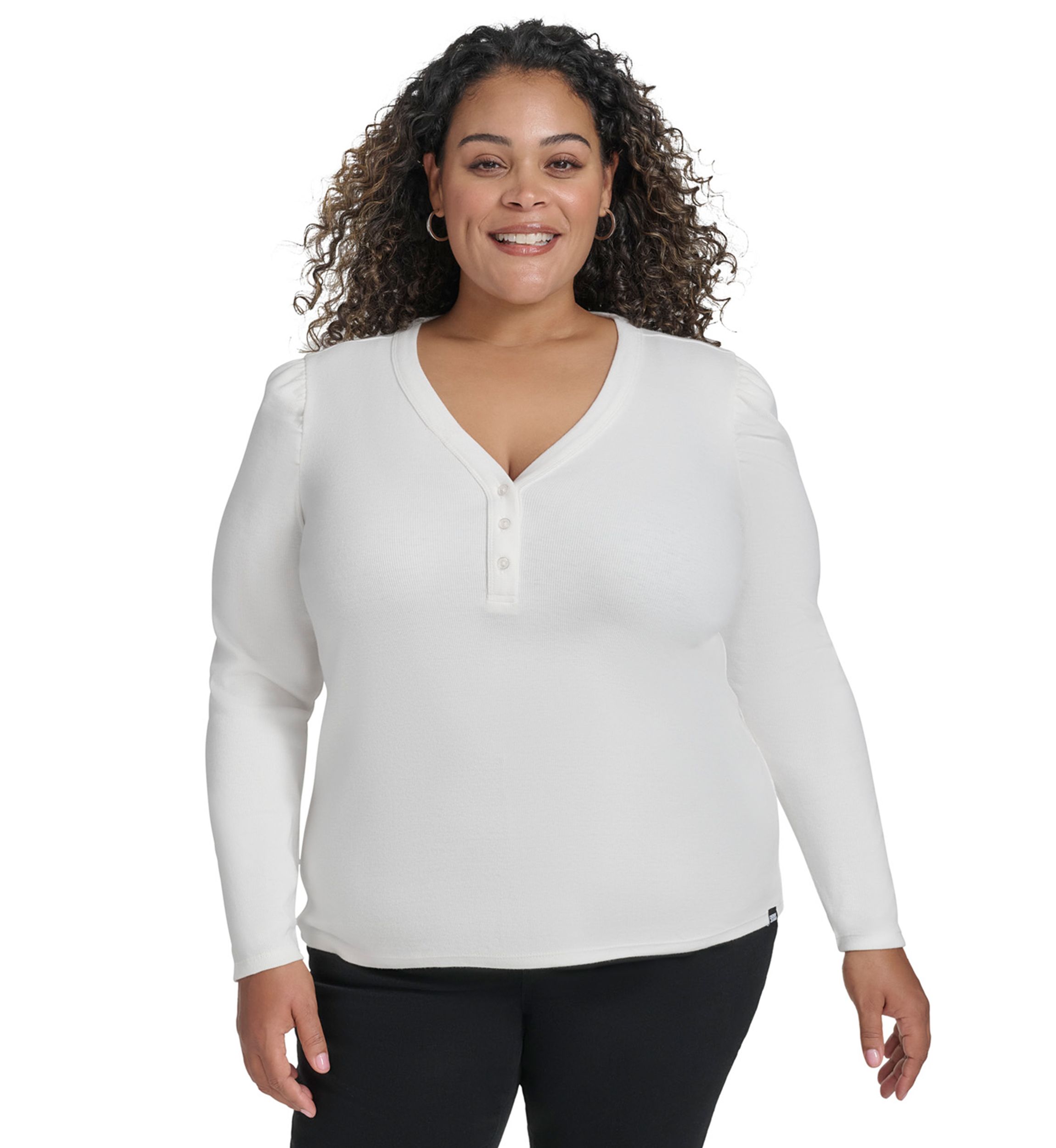 Plus Size Long Sleeve V-Neck Top 