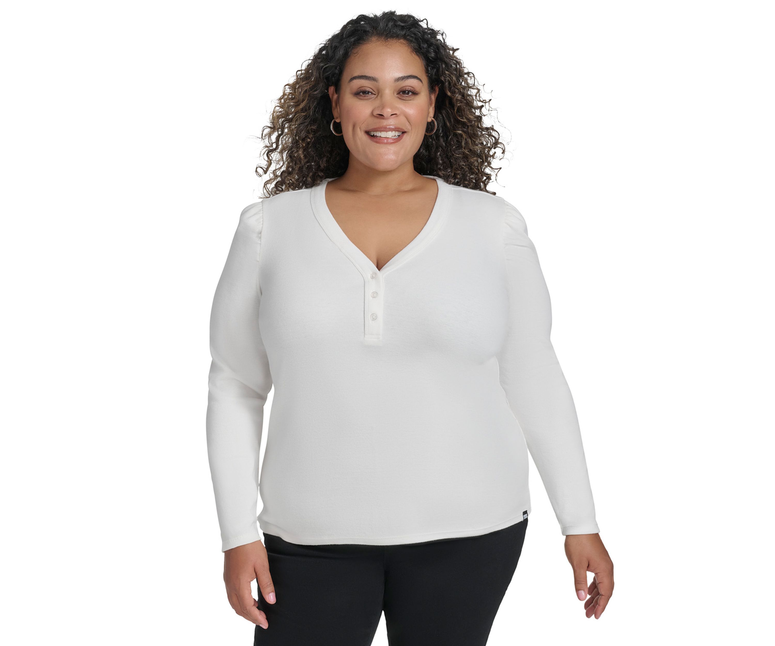 Plus Size Long Sleeve V-Neck Top 