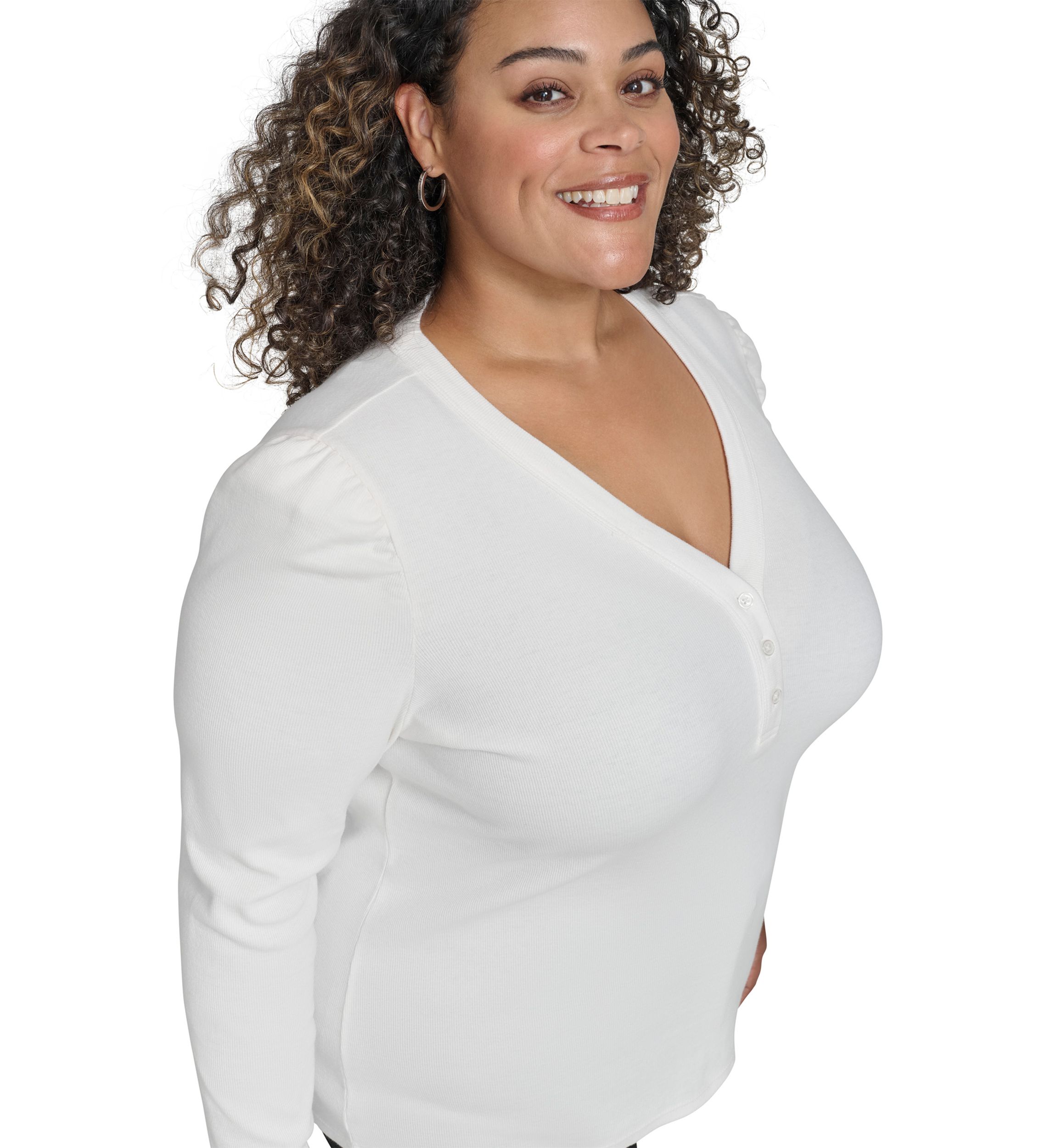 Plus Size Long Sleeve V-Neck Top 