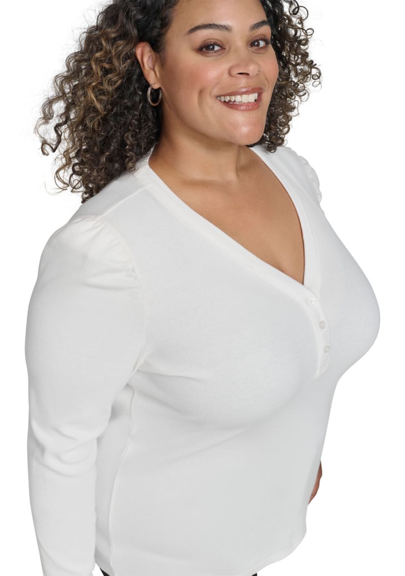 Plus Size Long Sleeve V-Neck Top 