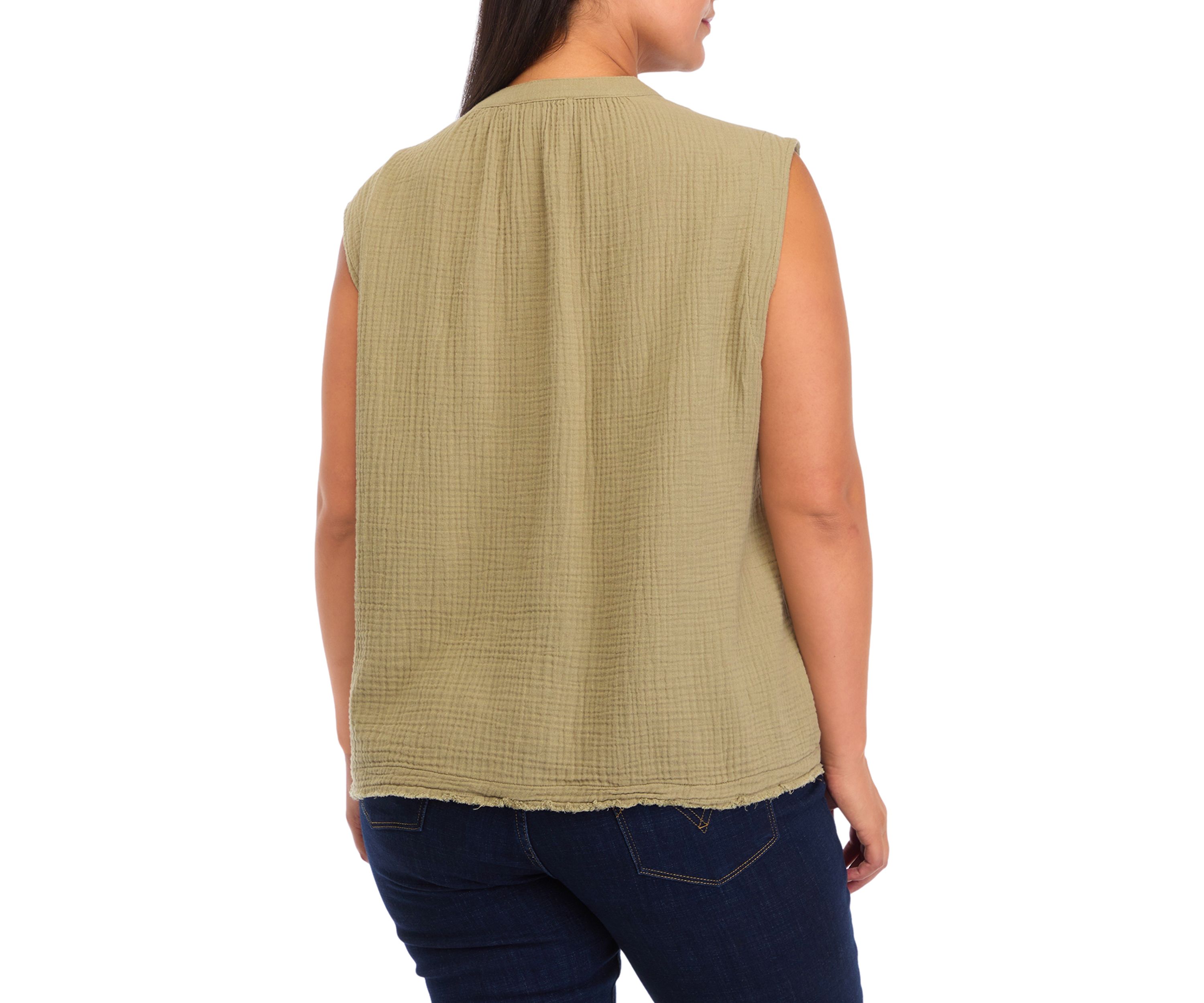 Plus Size Gauze Sleeveless Crop Top