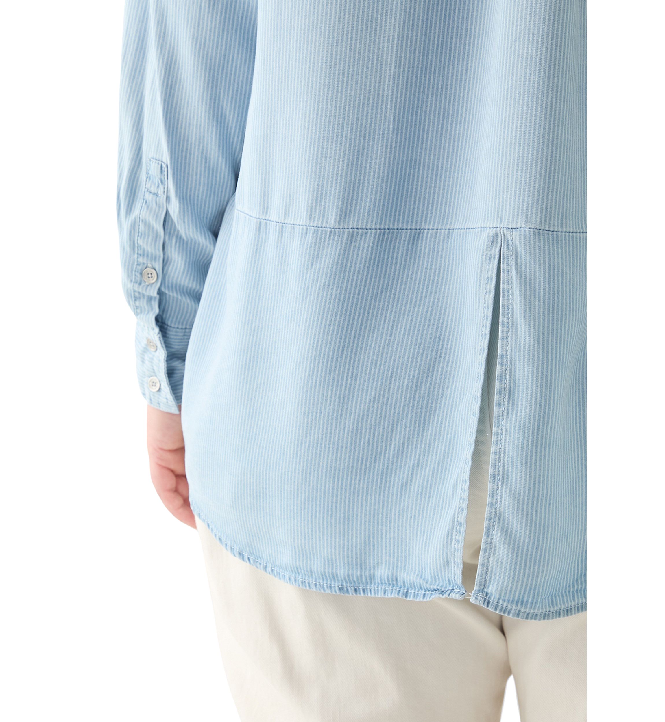Plus Size Garment Dyed Split Back Button Front Shirt