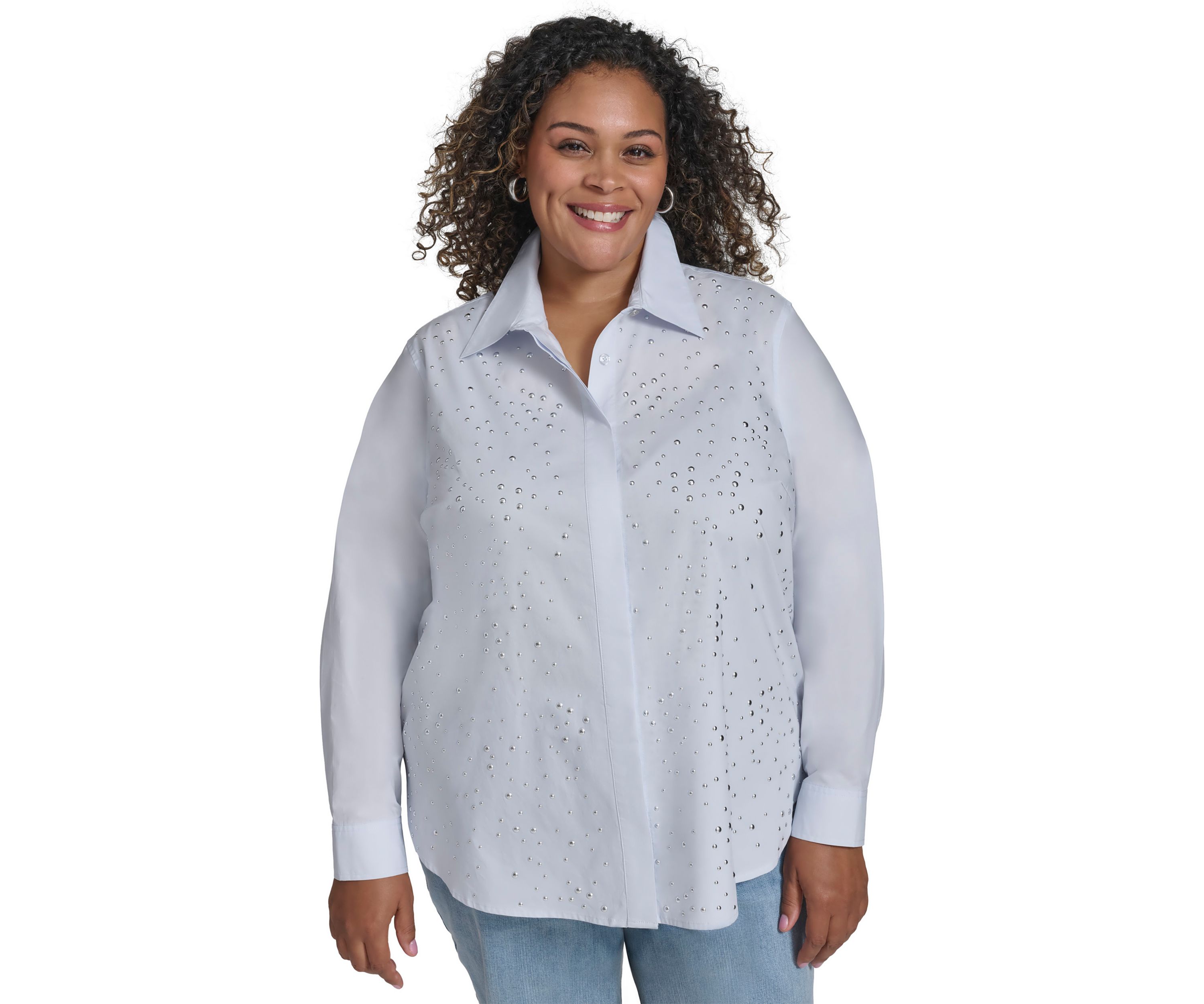 Plus Size Long Sleeve Button Front Shirt 