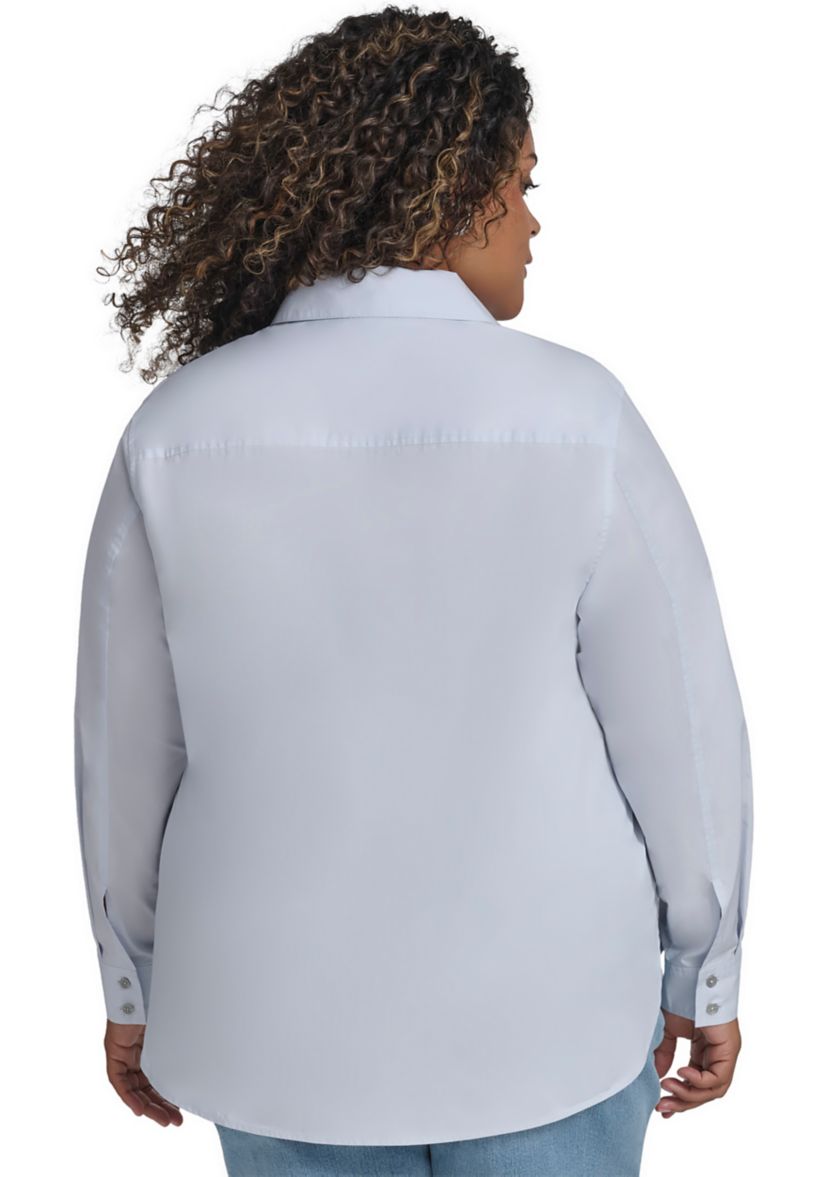 Plus Size Long Sleeve Button Front Shirt 
