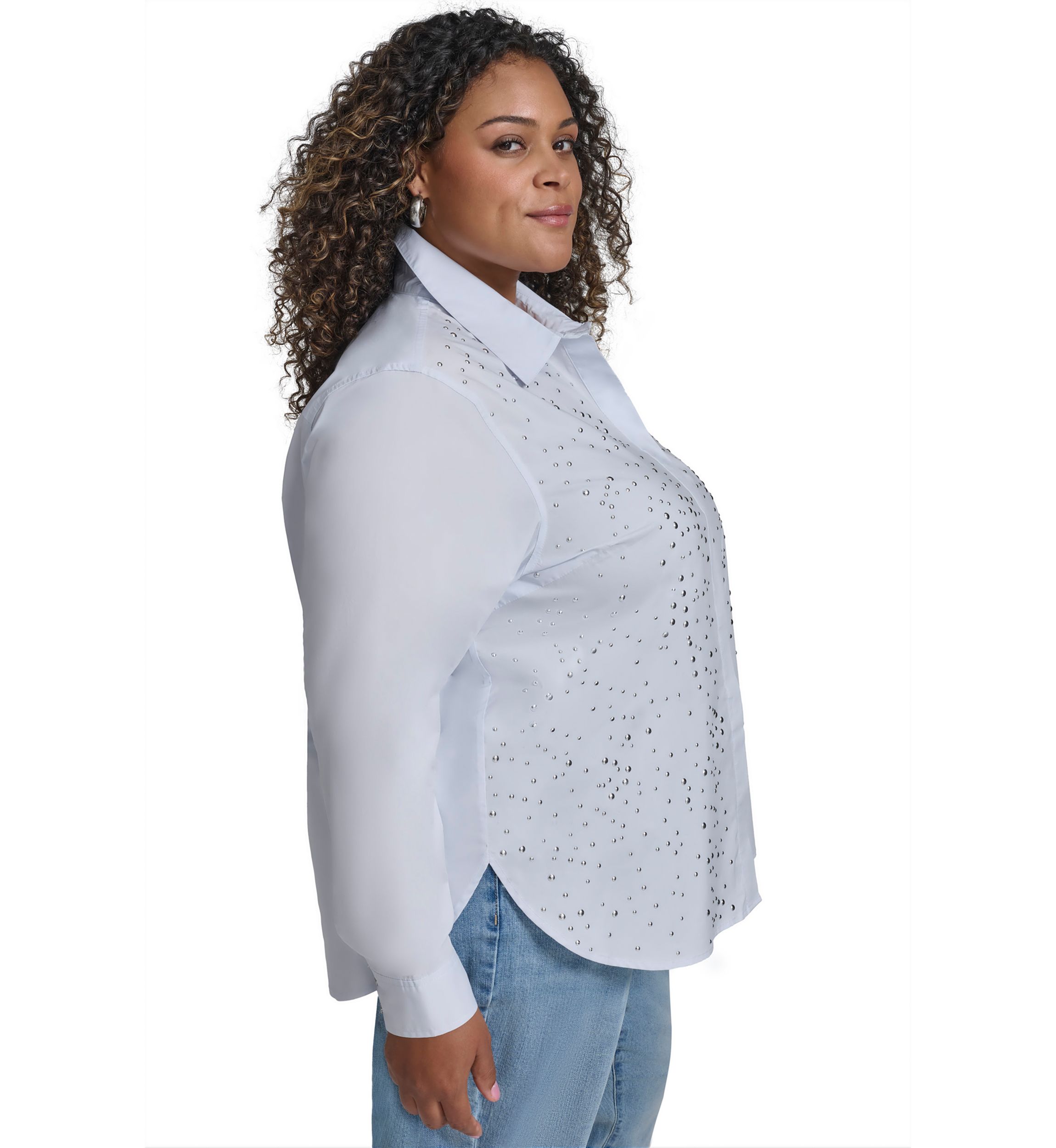 Plus Size Long Sleeve Button Front Shirt 