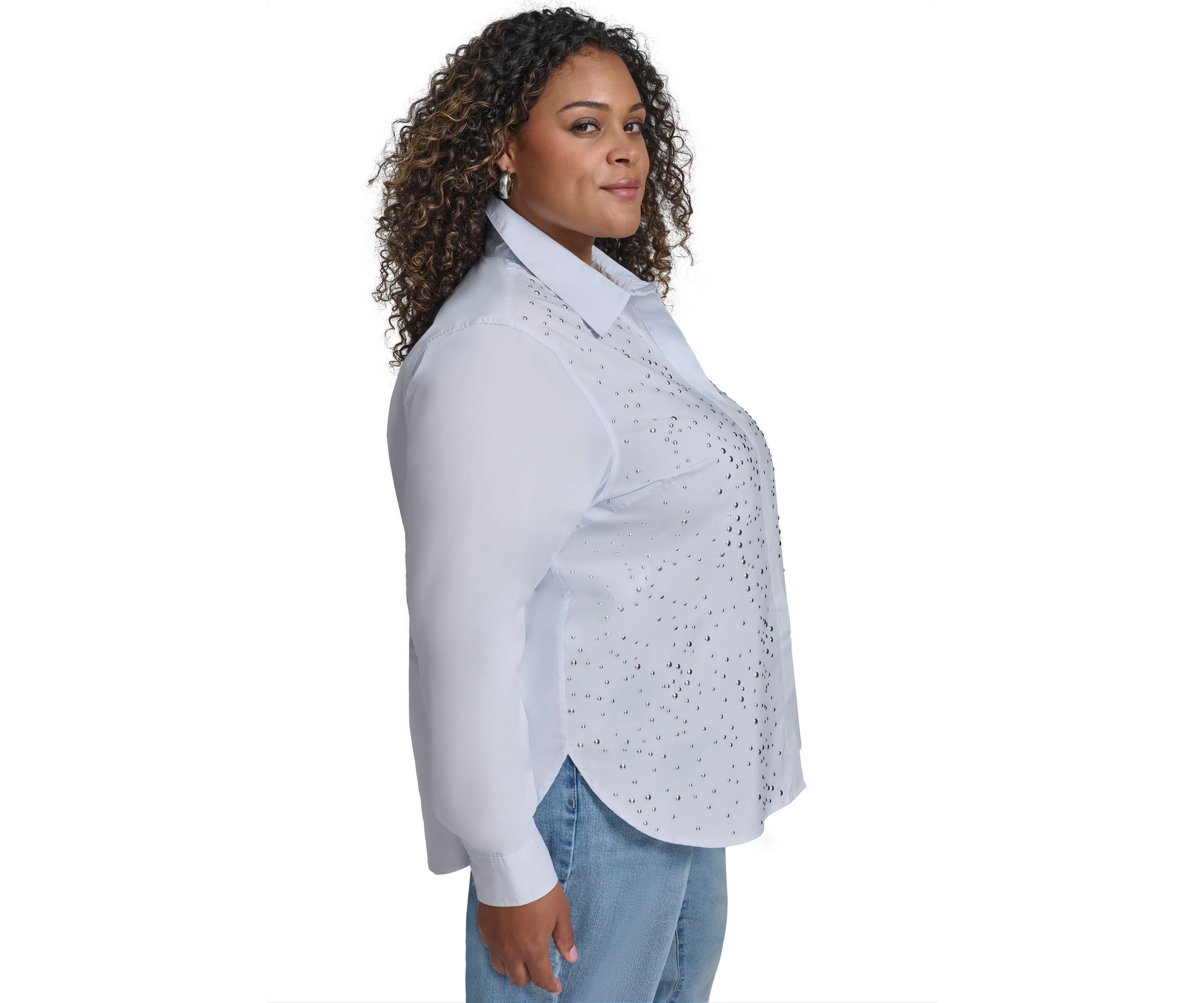 Plus Size Long Sleeve Button Front Shirt 