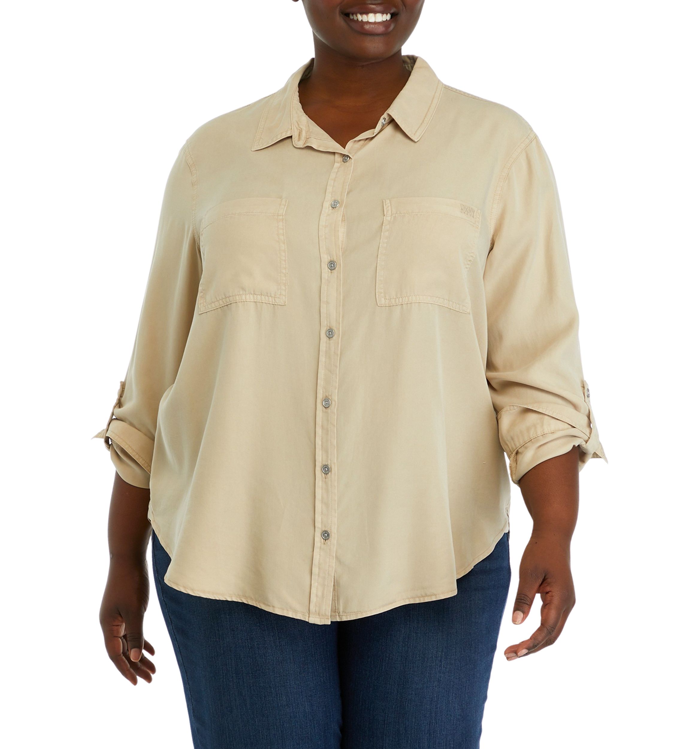 Plus Size Button Front Blouse