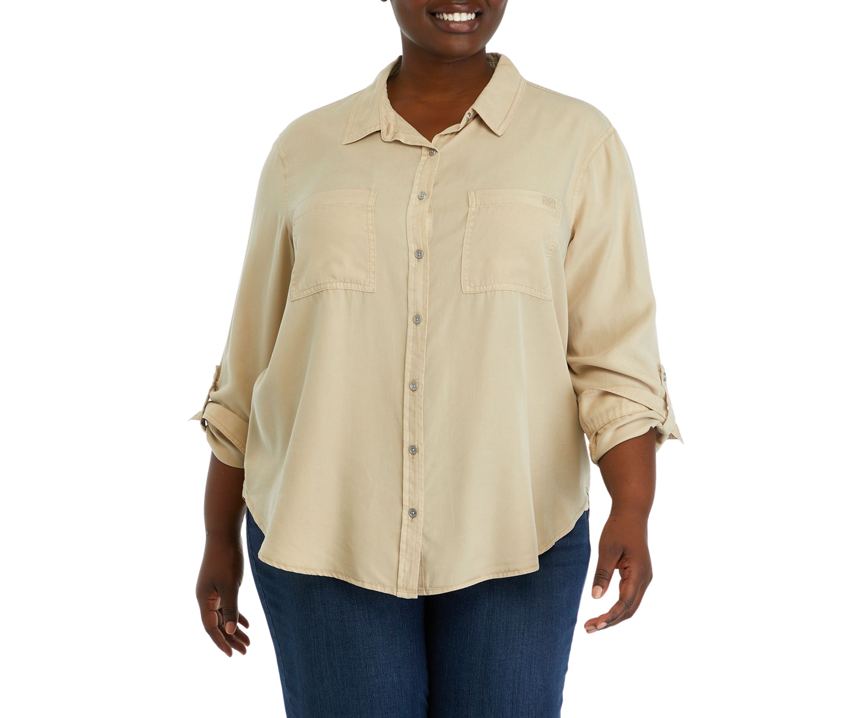 Plus Size Button Front Blouse