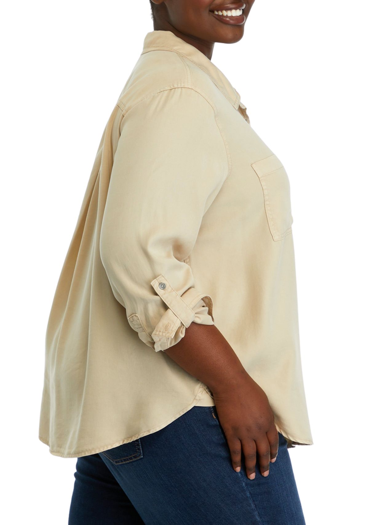 Plus Size Button Front Blouse