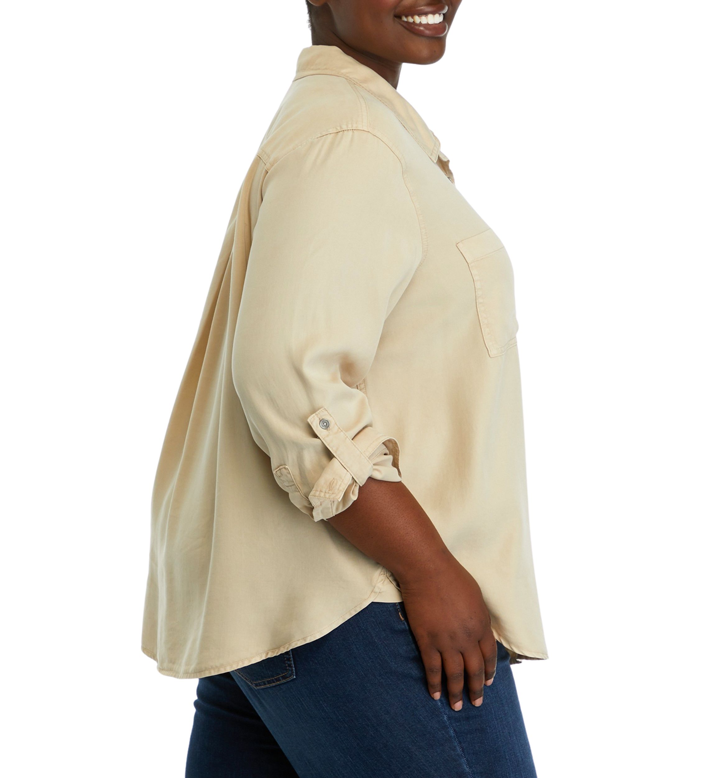 Plus Size Button Front Blouse