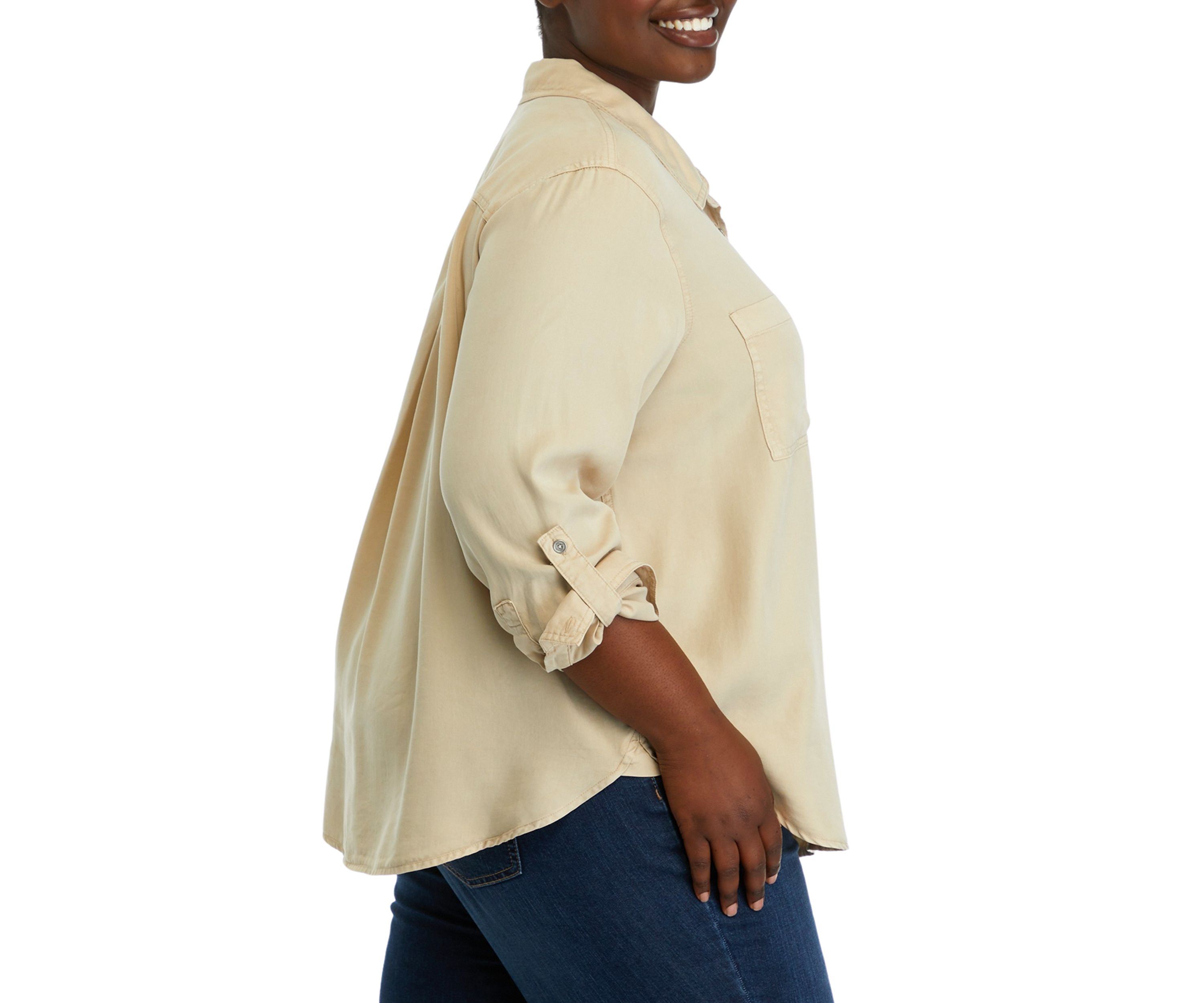 Plus Size Button Front Blouse