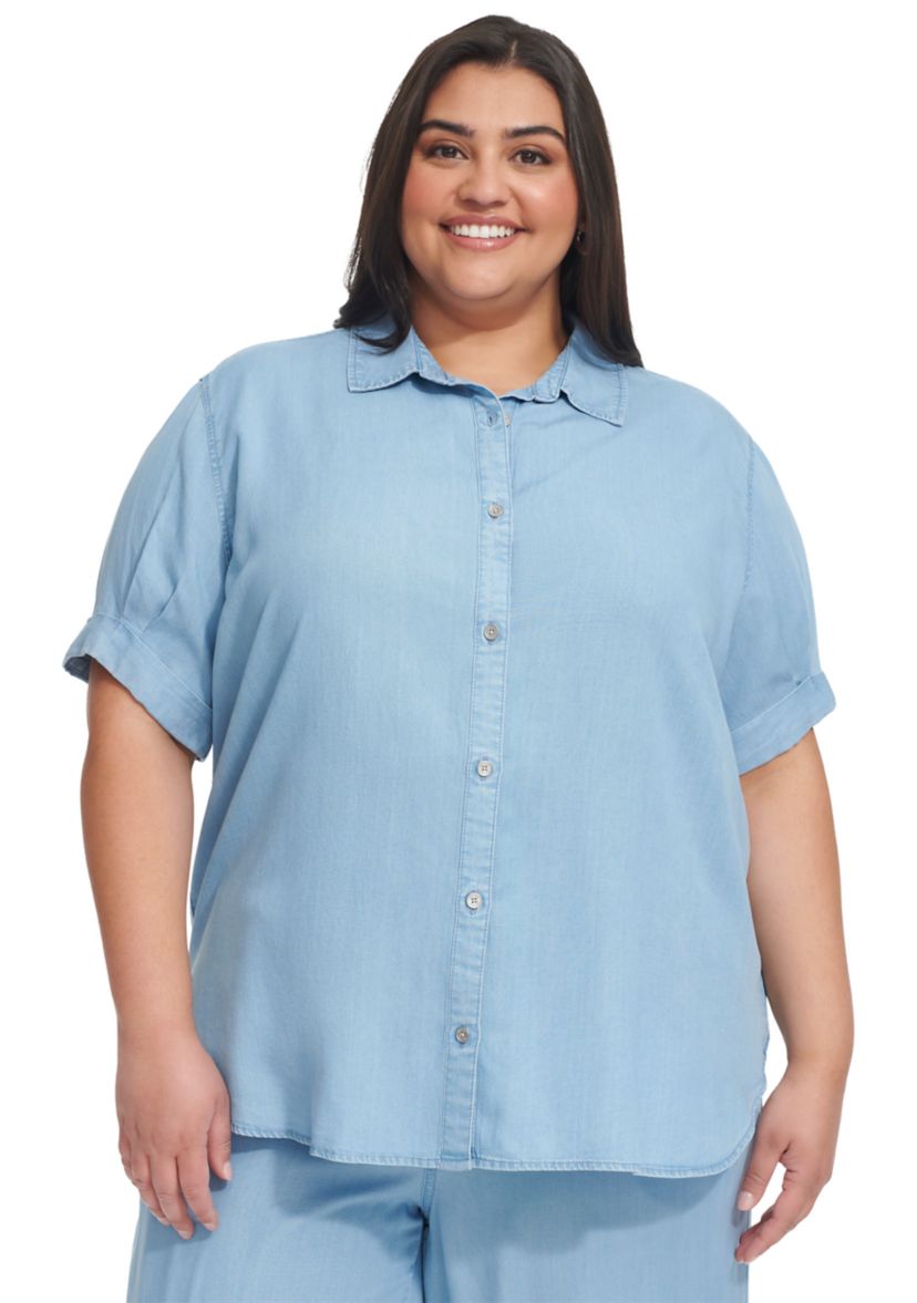 Plus Size Tencel Button Down Shirt
