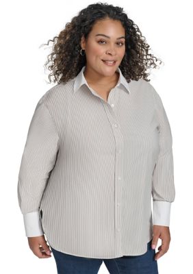 DKNY Jeans Women's Plus Size Button Front Shirt