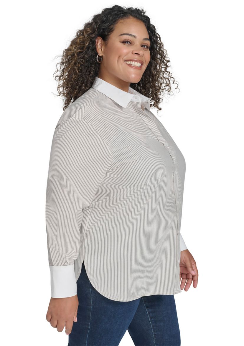 Plus Size Button Front Shirt 