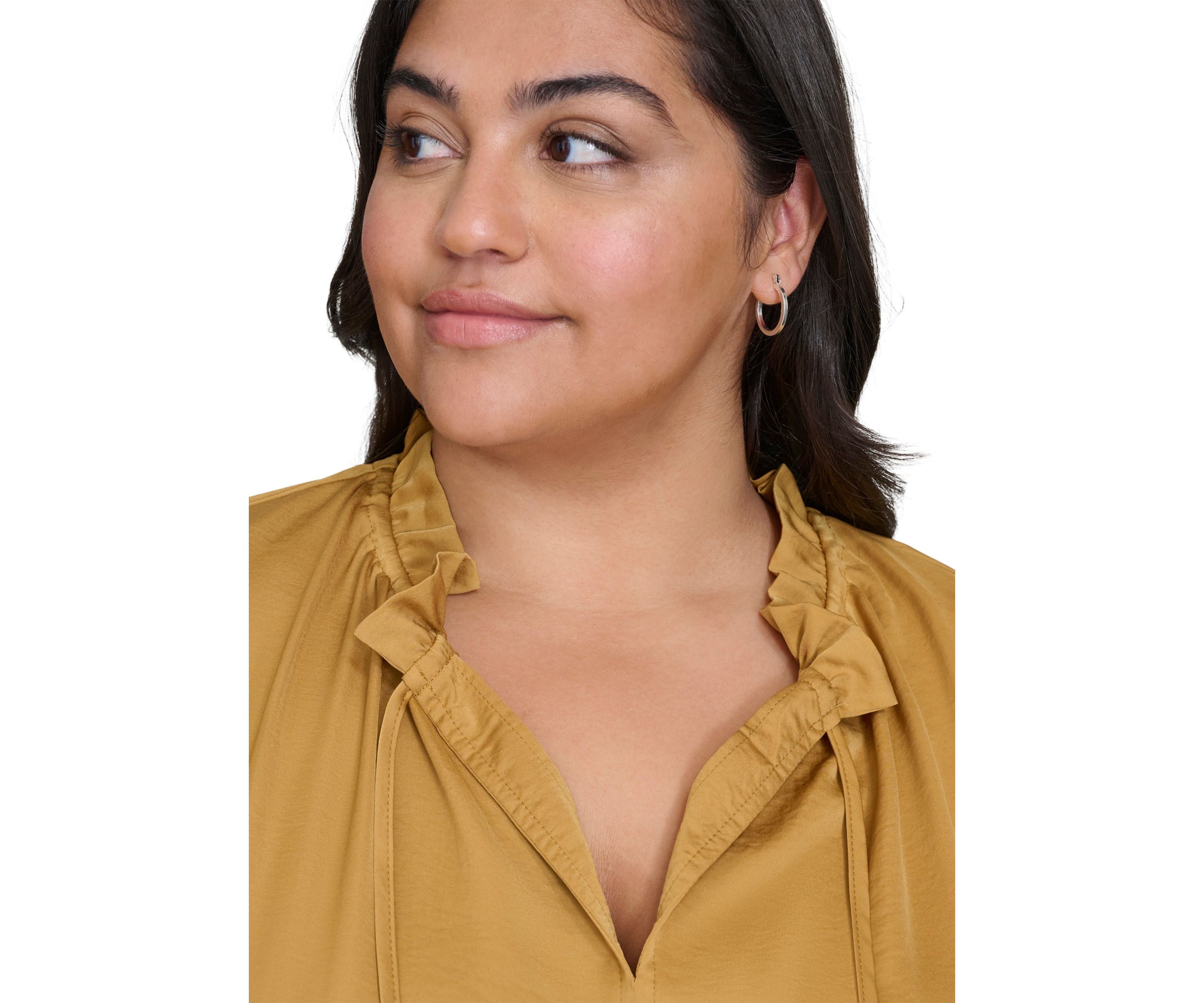 Plus Size Ruffle Neck Top with Flutter Sleeves