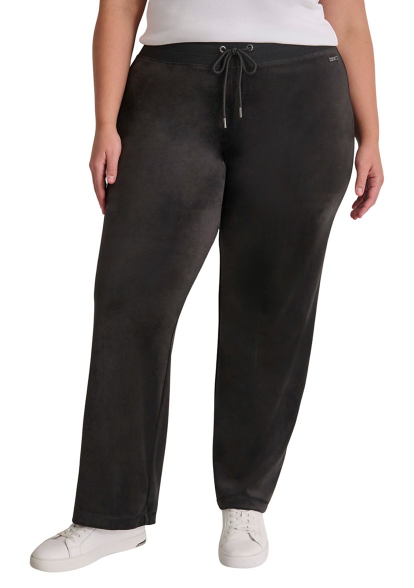 Plus Size Small Logo Relaxed Velour Pants