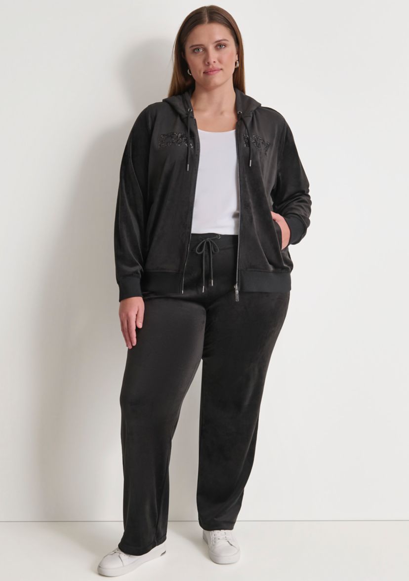 Plus Size Small Logo Relaxed Velour Pants