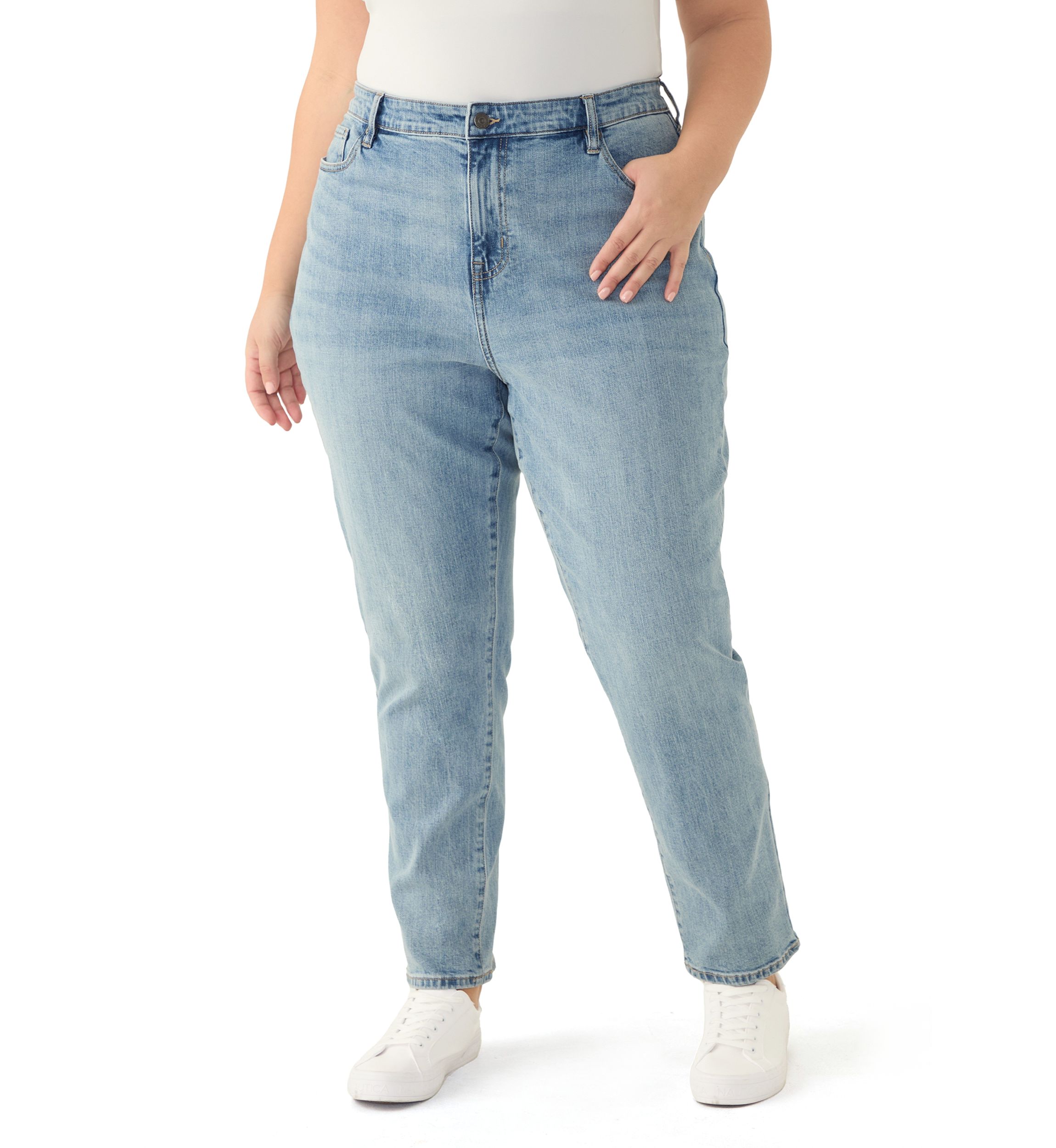 Plus Size High Rise Slim Straight Jeans