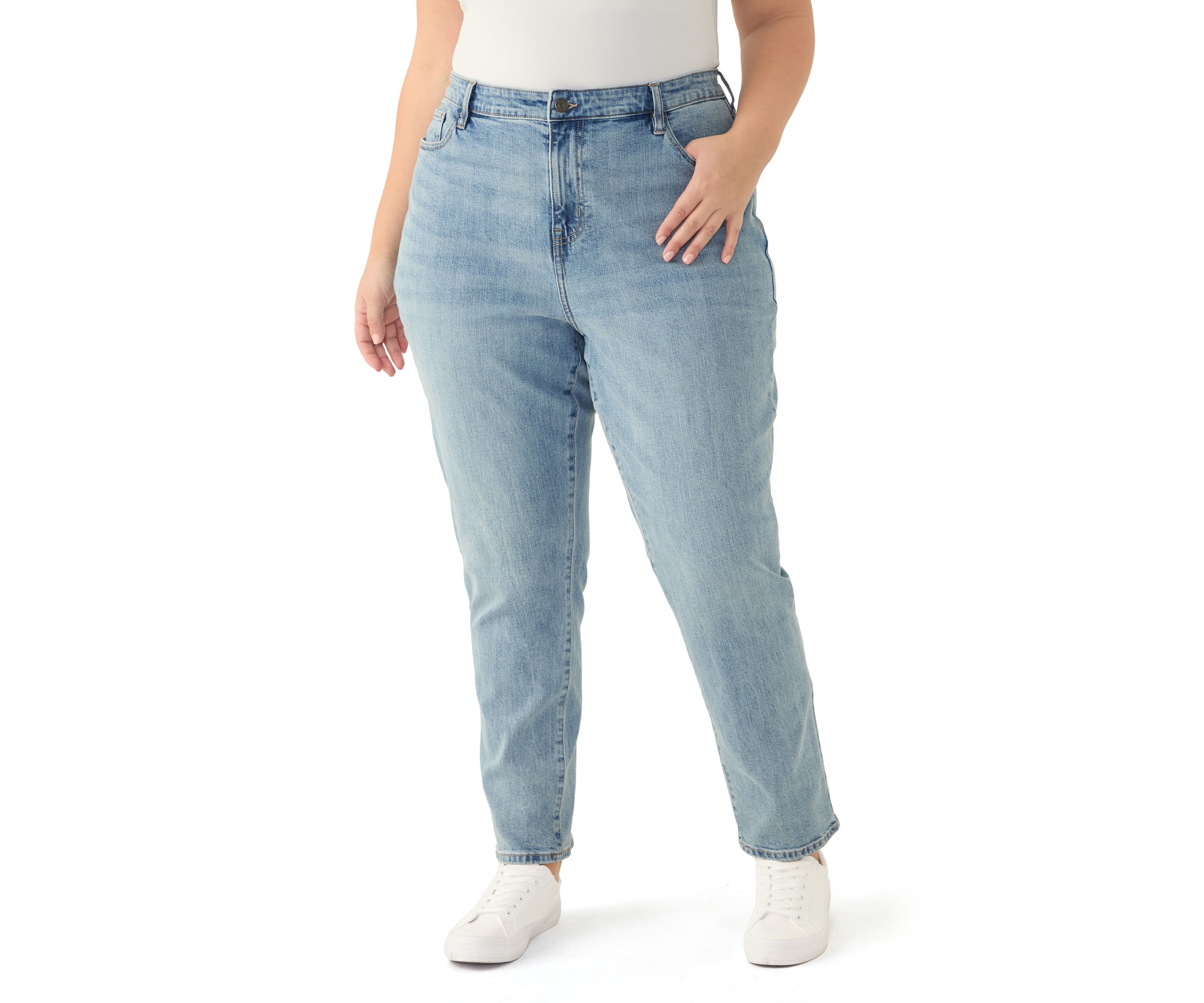 Plus Size High Rise Slim Straight Jeans