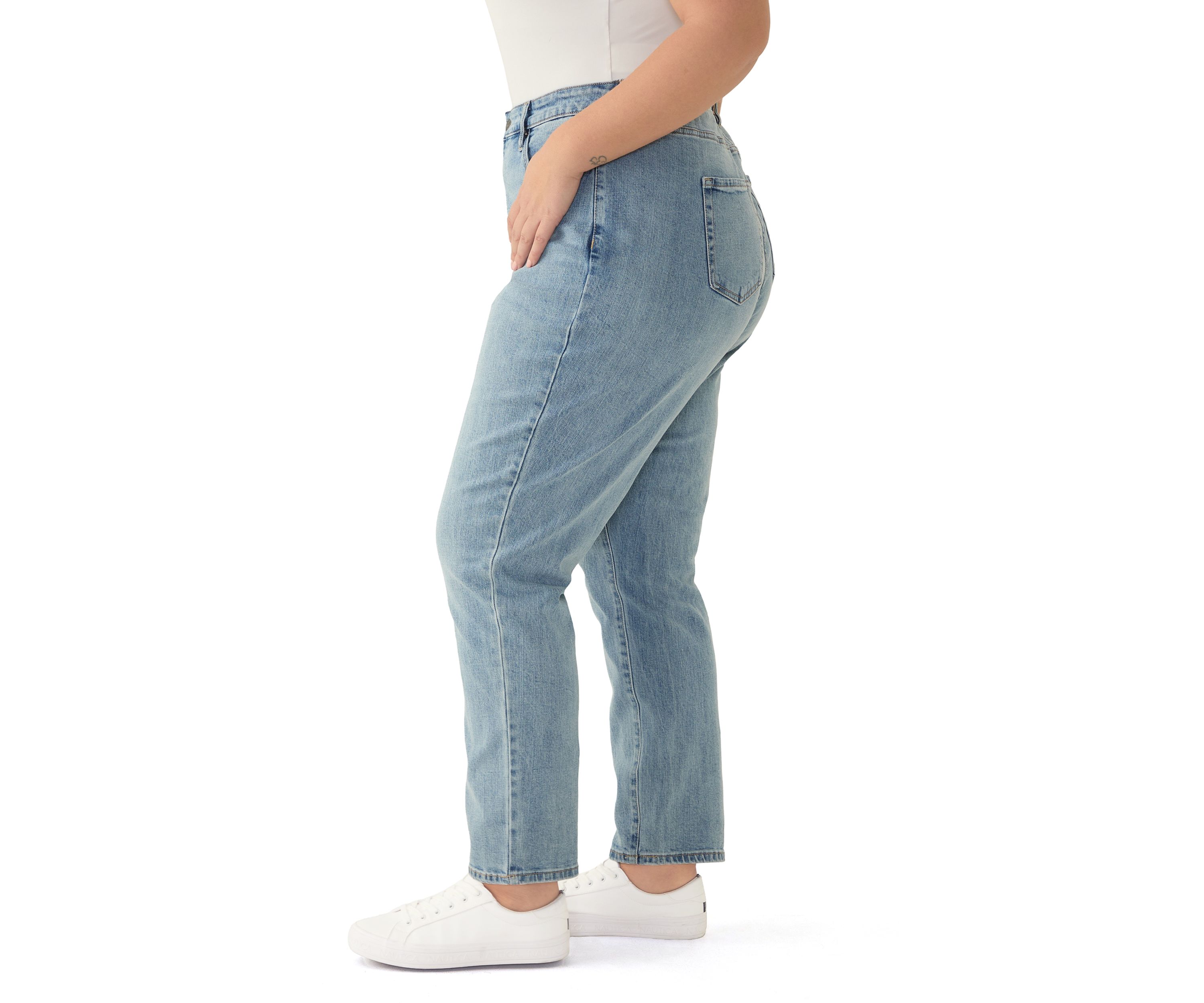 Plus Size High Rise Slim Straight Jeans