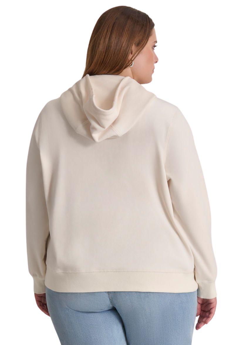 Plus Size Sequin Logo Velour Hoodie