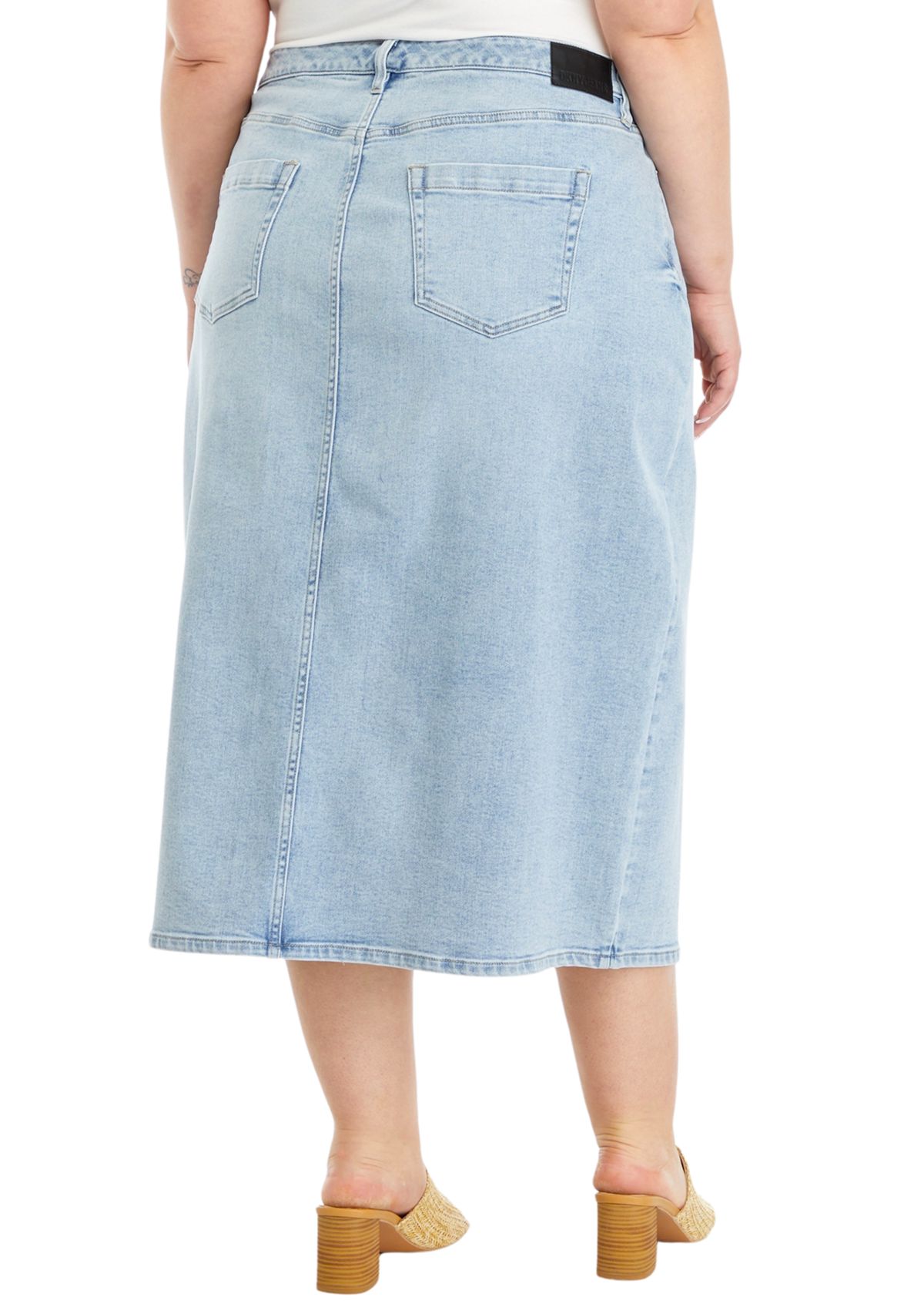 Plus Size Denim Midi Skirt
