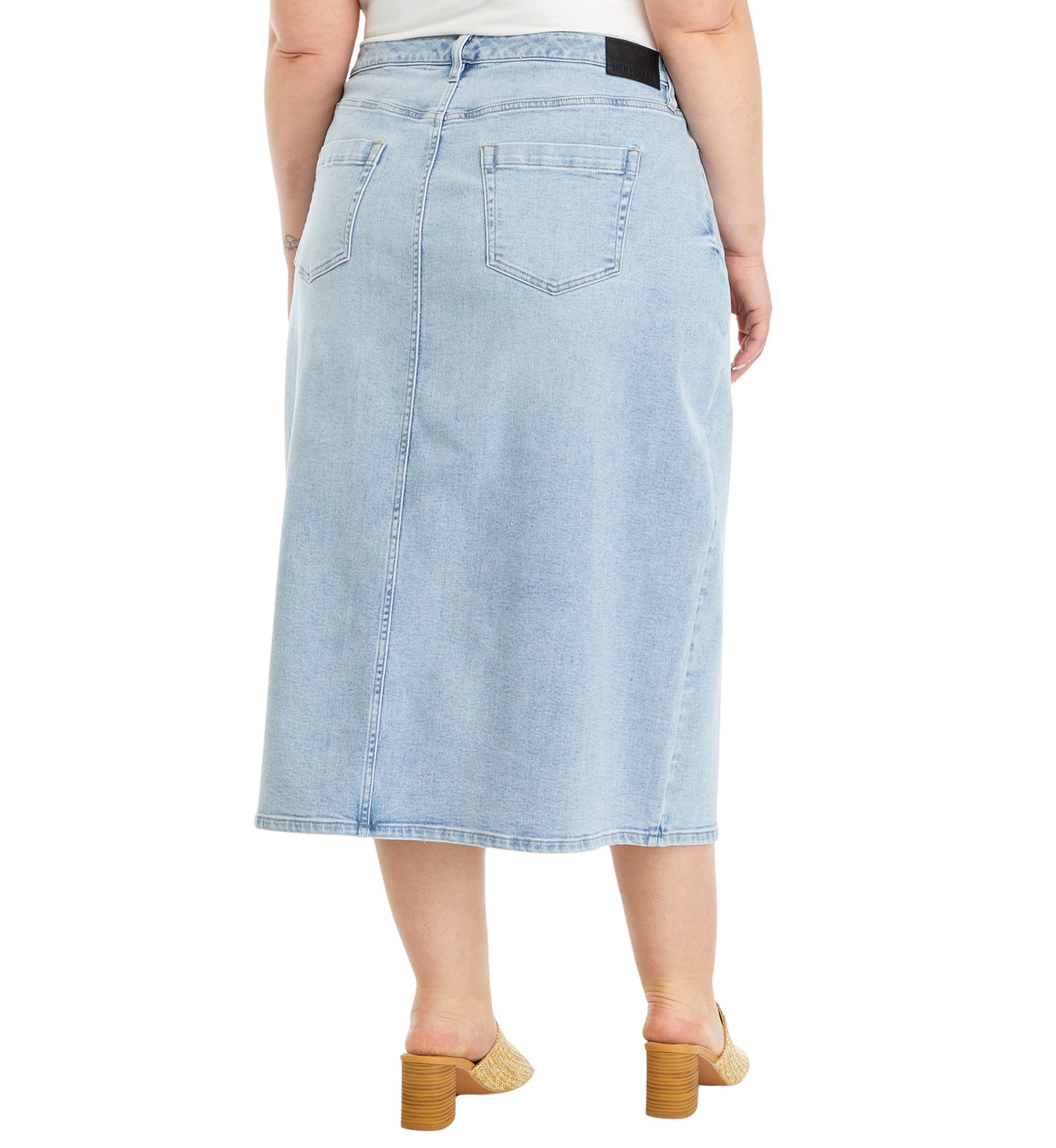 Plus Size Denim Midi Skirt