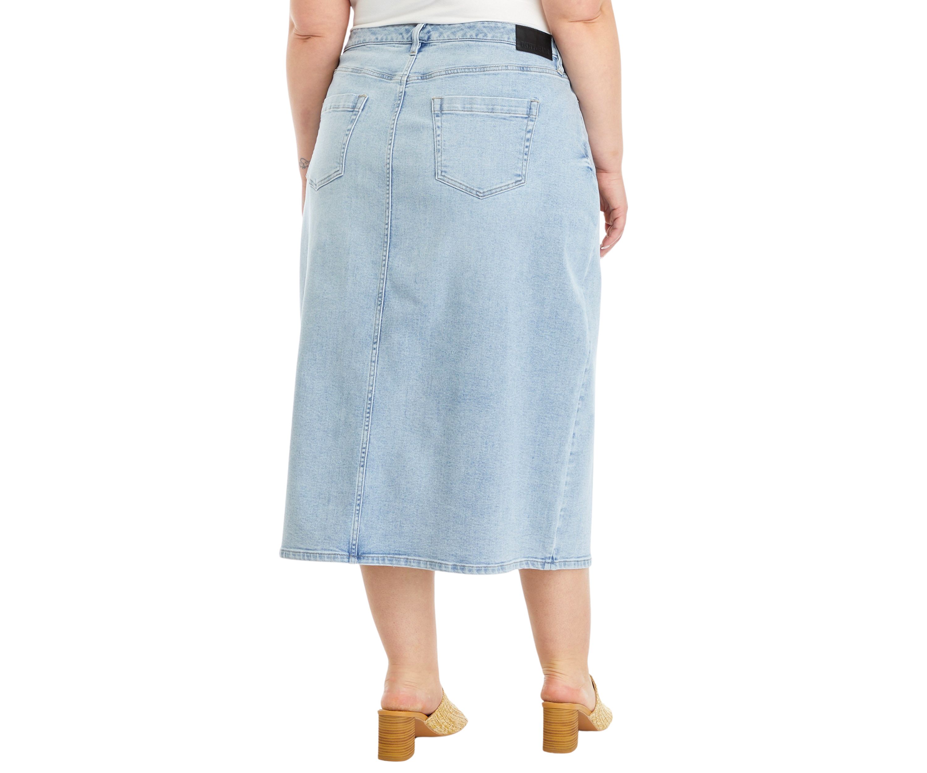 Plus Size Denim Midi Skirt