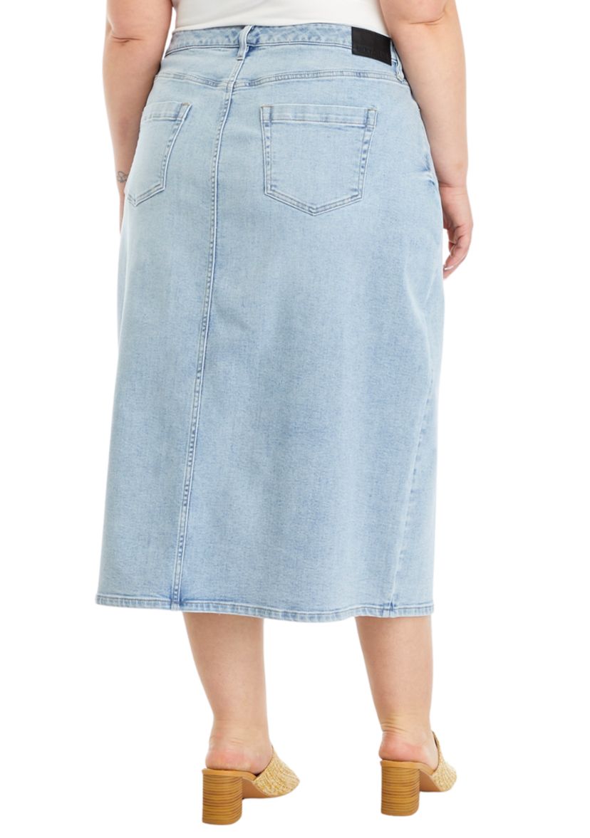Plus Size Denim Midi Skirt