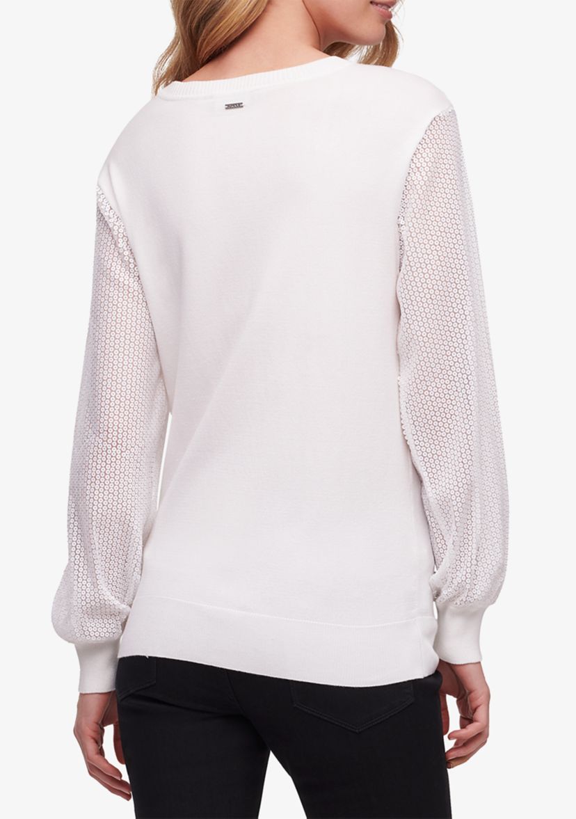 Sequin Sleeve Crew Neck Sweater 