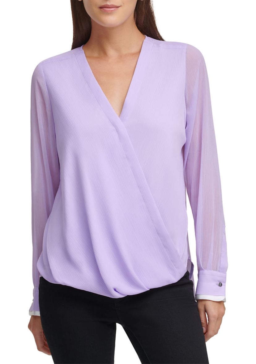 Blouson Sleeve Wrap Blouse