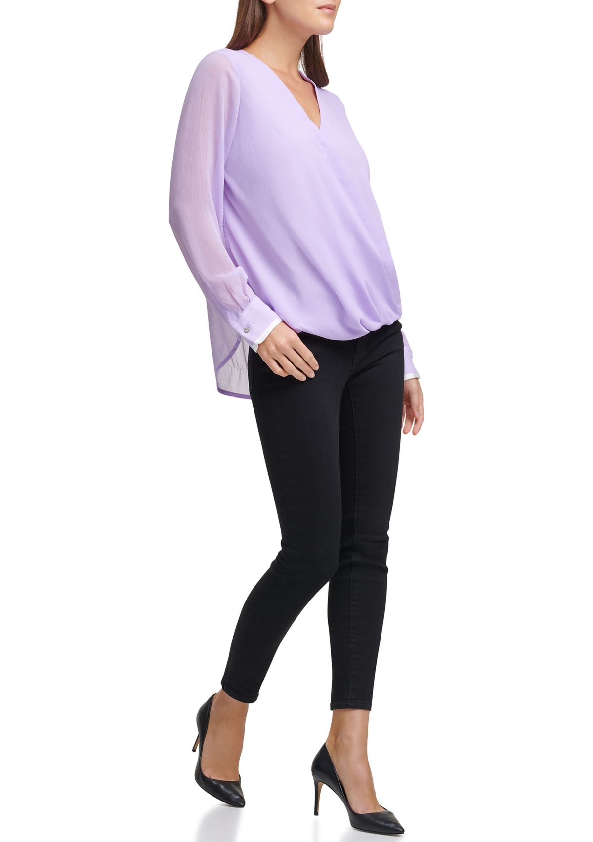 Blouson Sleeve Wrap Blouse