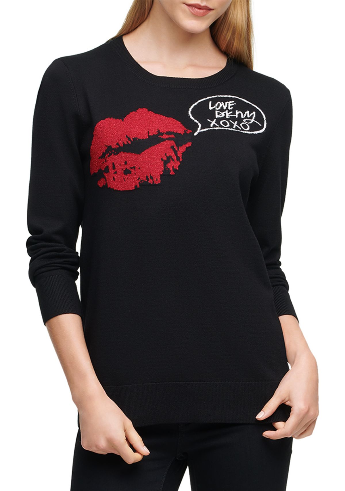 Drop Shoulder Kiss Lip Sweater 