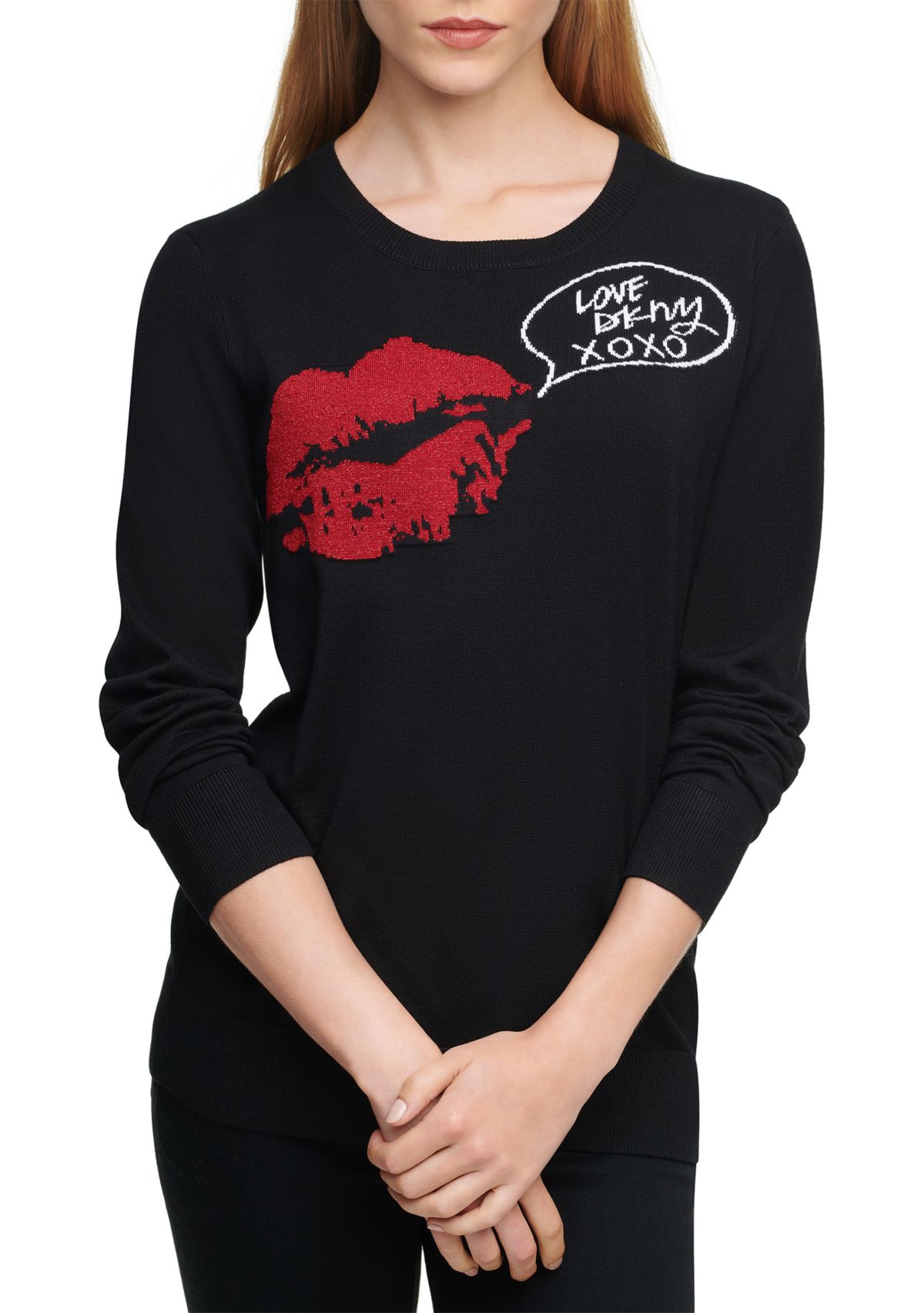 Drop Shoulder Kiss Lip Sweater 