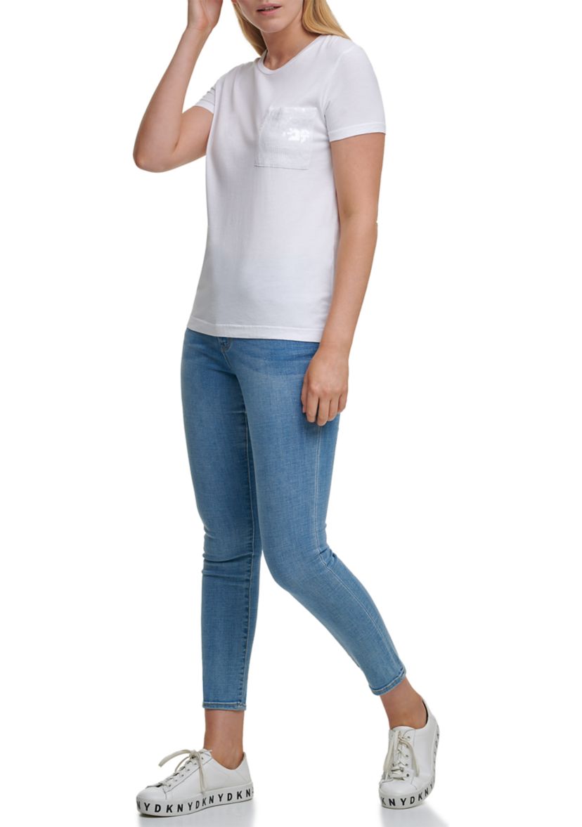 Short Sleeve Sequin Pocket T-Shirt 