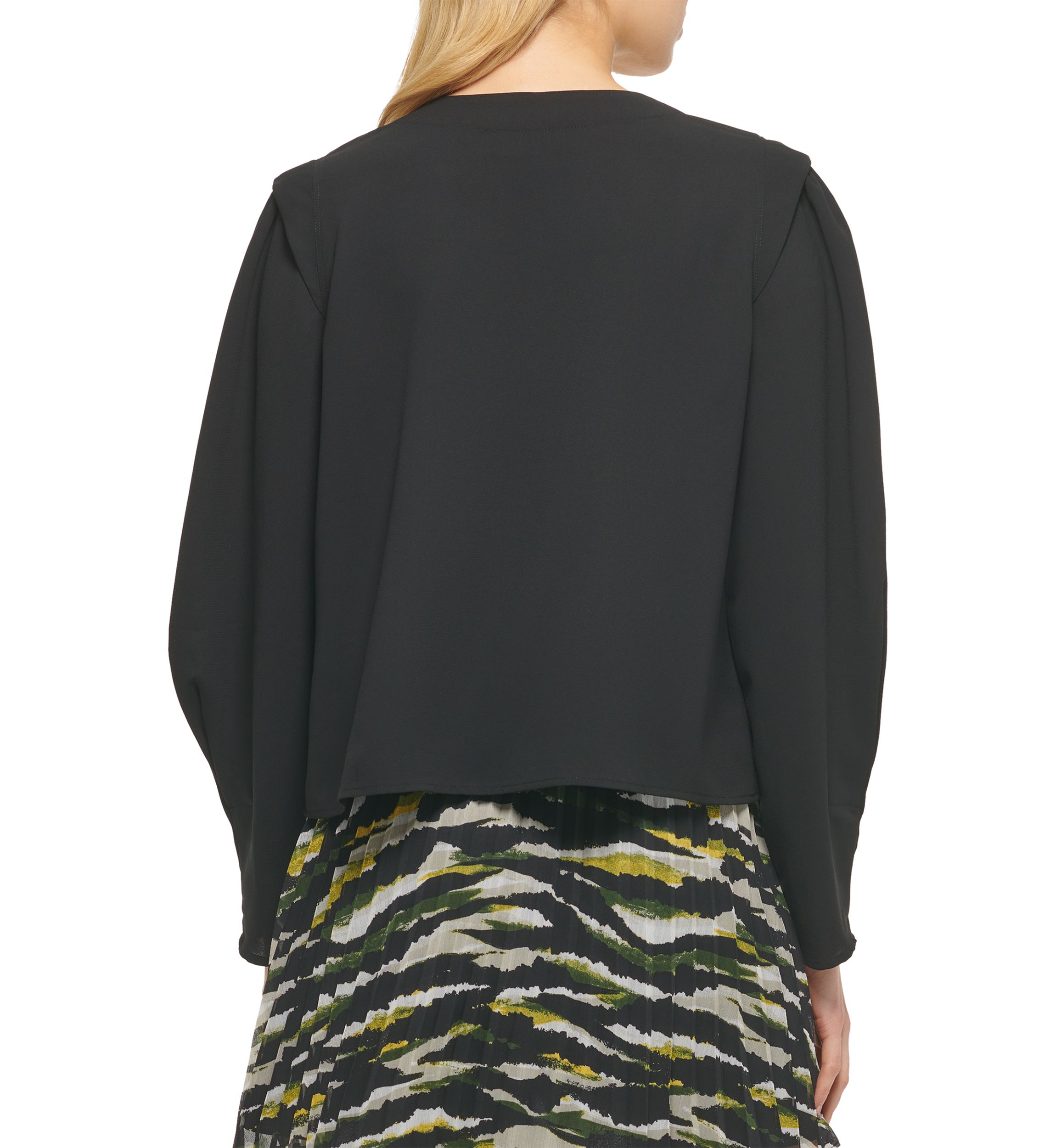 Womens Long Sleeve Cropped V-Neck Blouse