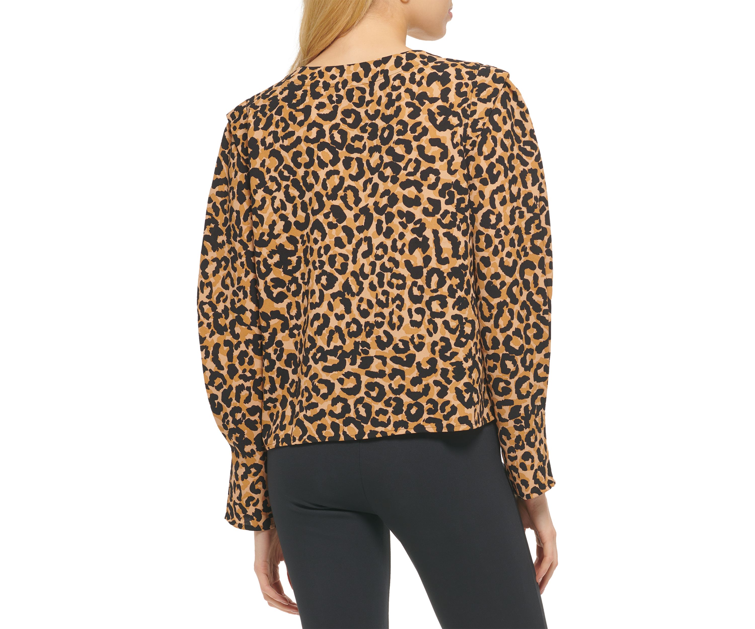 Womens Long Sleeve Leopard Print Blouse