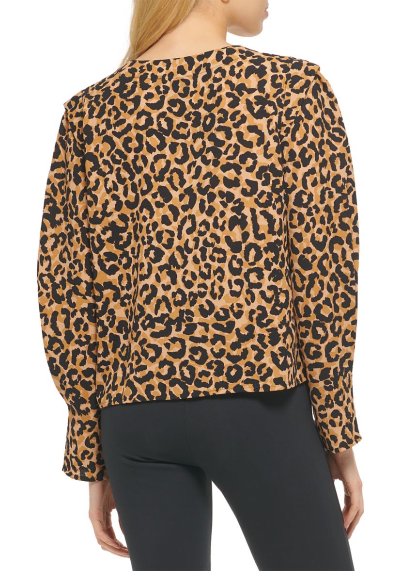 Womens Long Sleeve Leopard Print Blouse