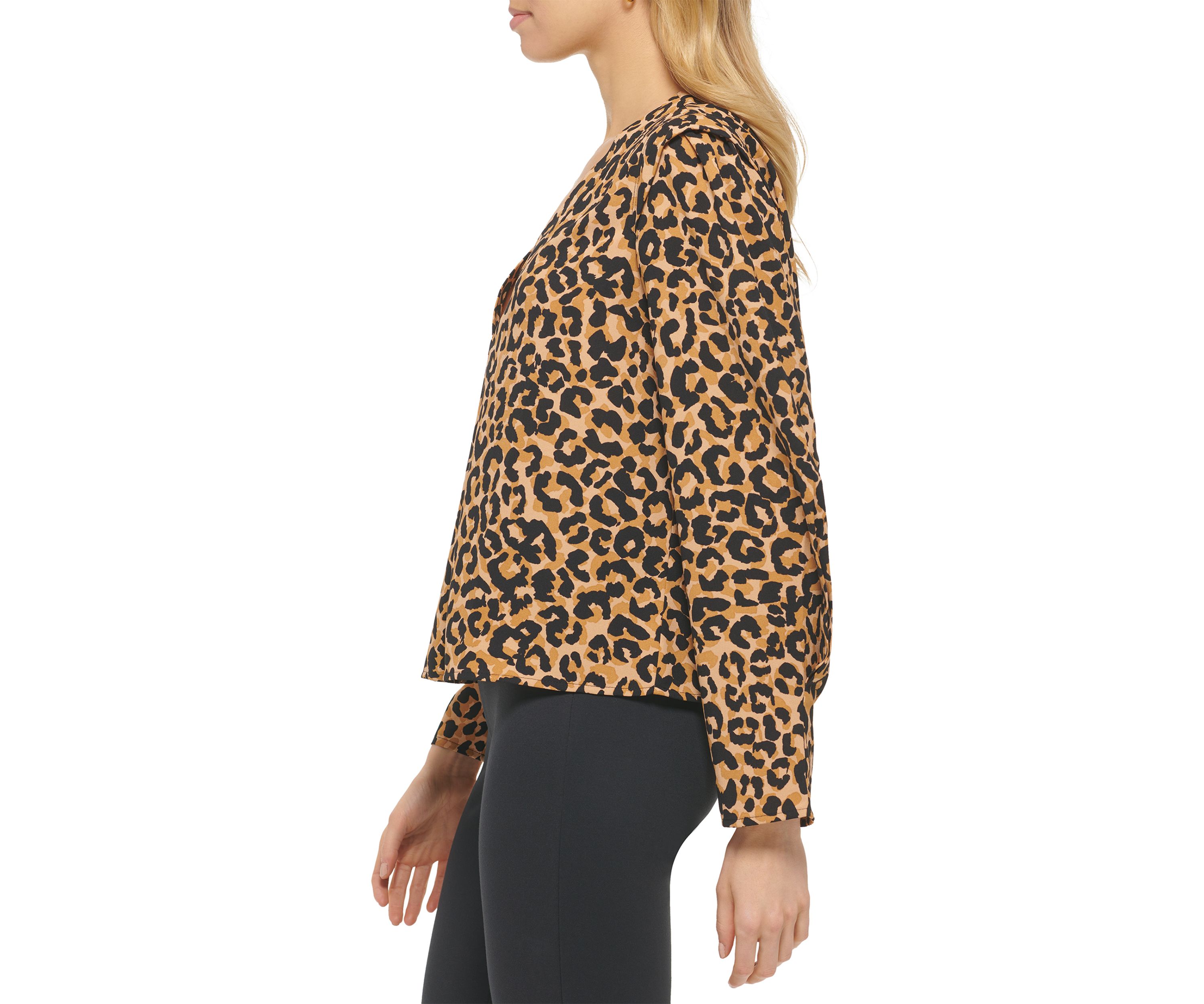 Womens Long Sleeve Leopard Print Blouse