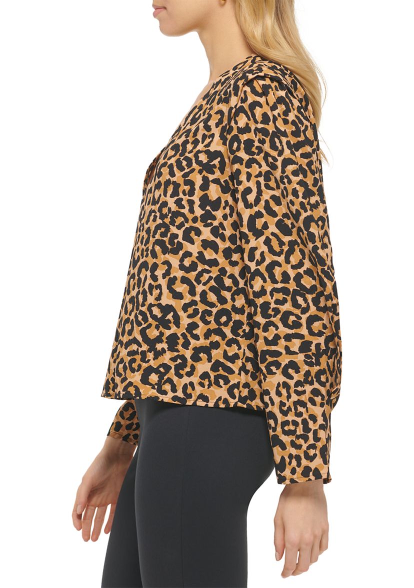 Womens Long Sleeve Leopard Print Blouse