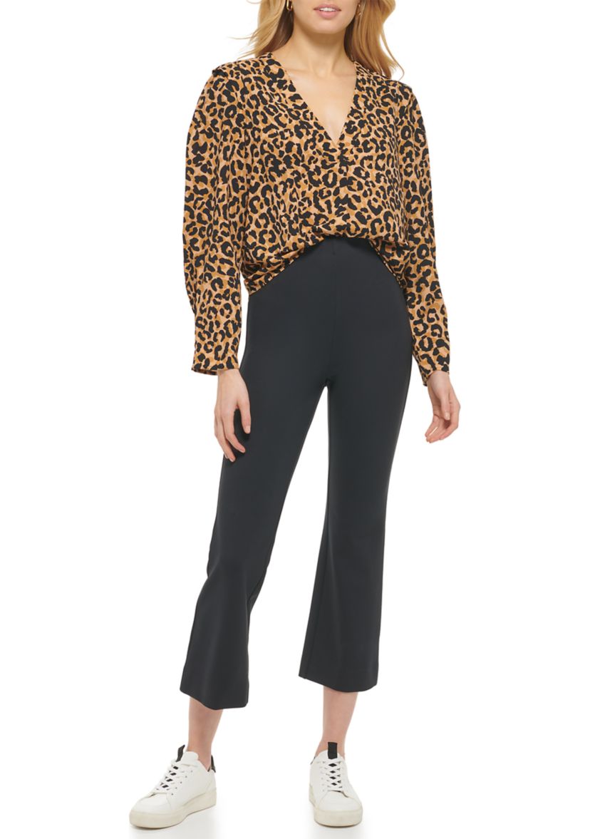 Womens Long Sleeve Leopard Print Blouse
