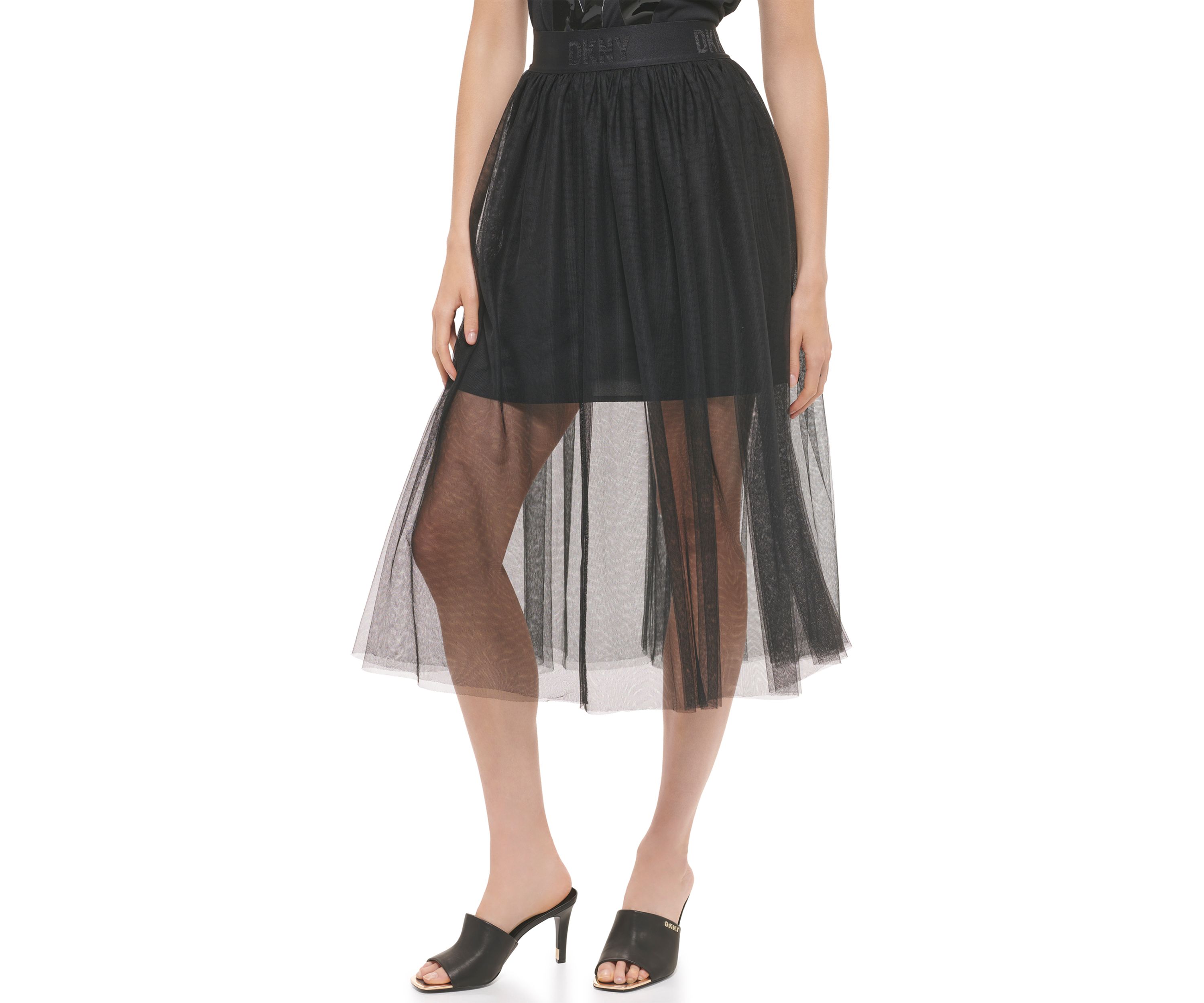 Womens Pull On Tulle Midi Skirt