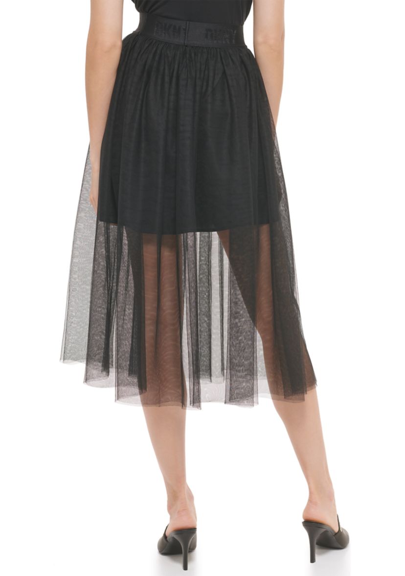 Womens Pull On Tulle Midi Skirt