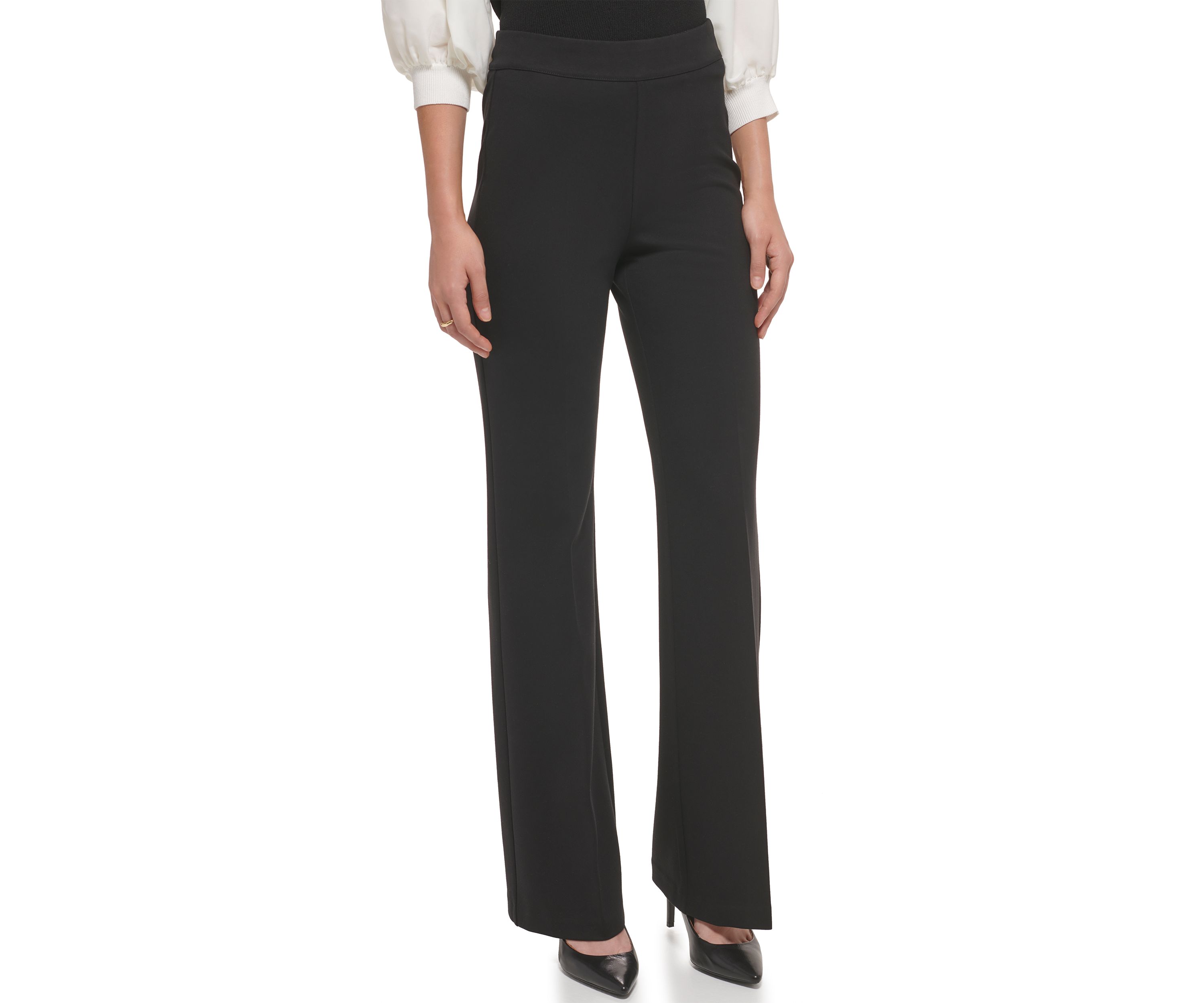 Womens Ponte Pull On Flare Pants