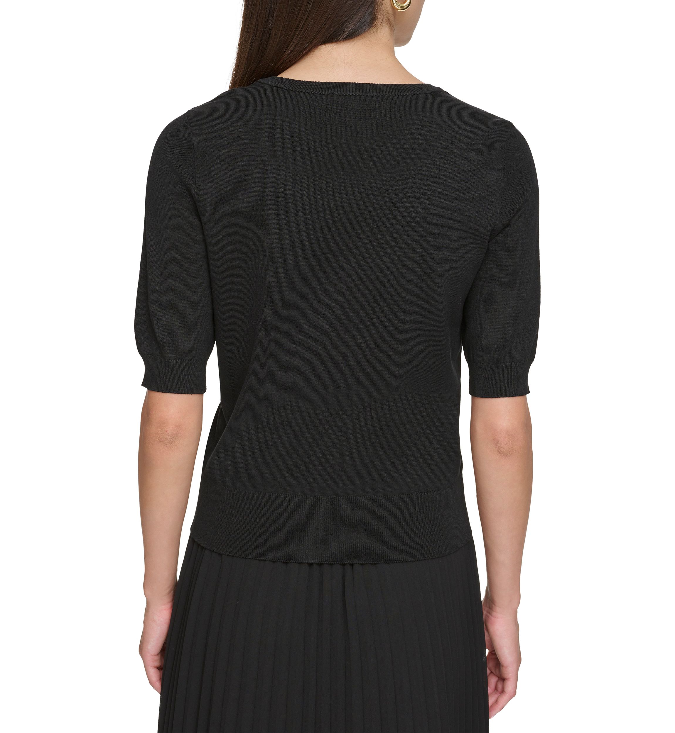 Womens Elbow Sleeve Mesh Insert Sweater
