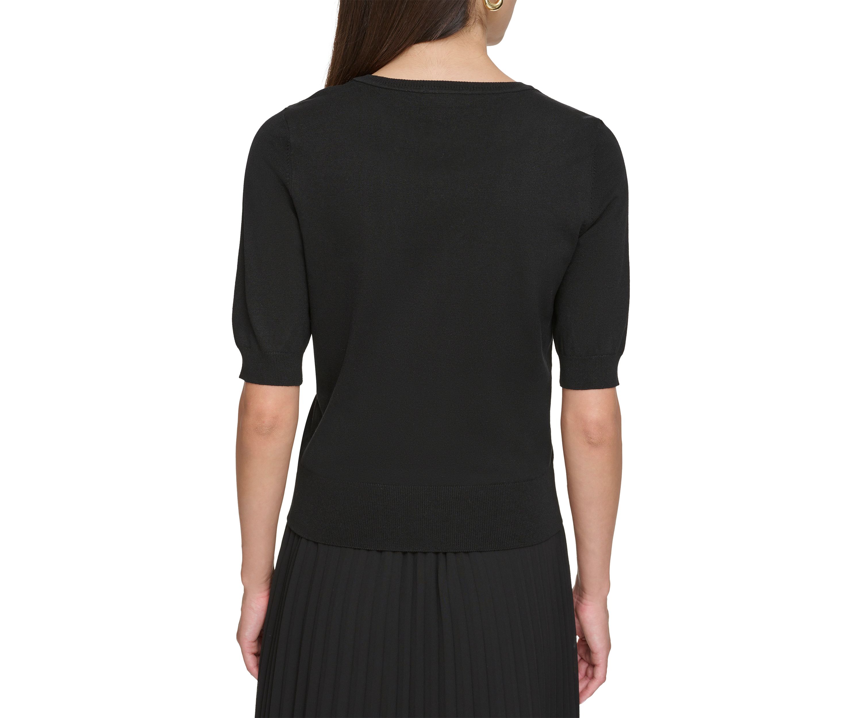Womens Elbow Sleeve Mesh Insert Sweater