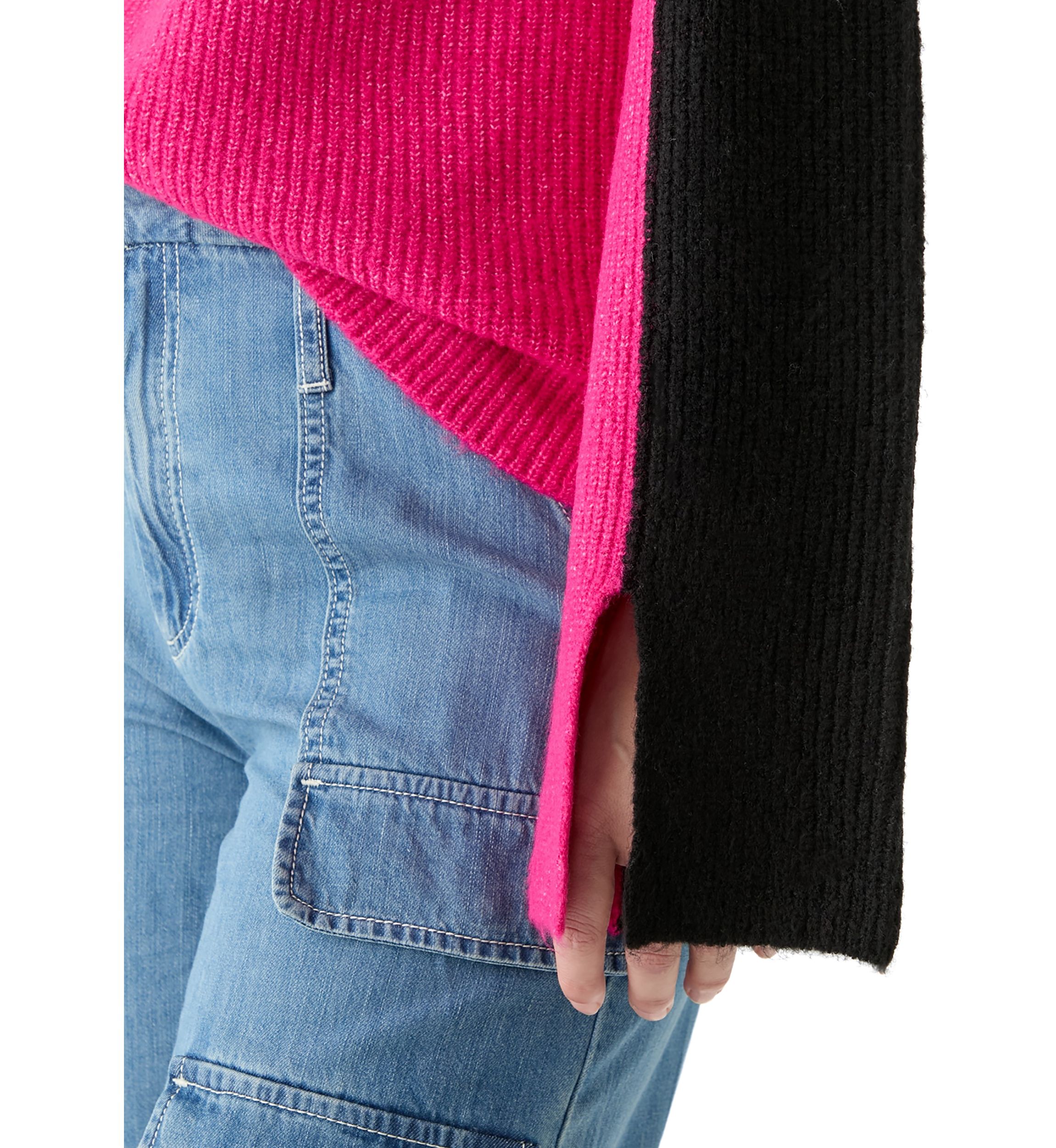 Womens Funnel Neck Color Block Sweater